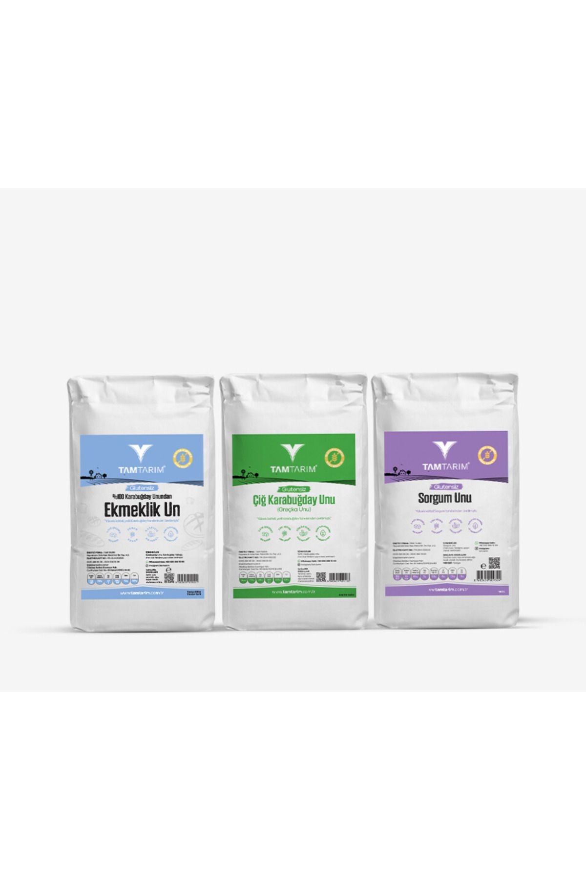 Tam Tarım Glutensiz %100 Tam Çiğ Karabuğday Unundan Ekmeklik Un 2 Kg–çiğ Karabuğday Unu 2 Kg–sorgum Unu 2 Kg