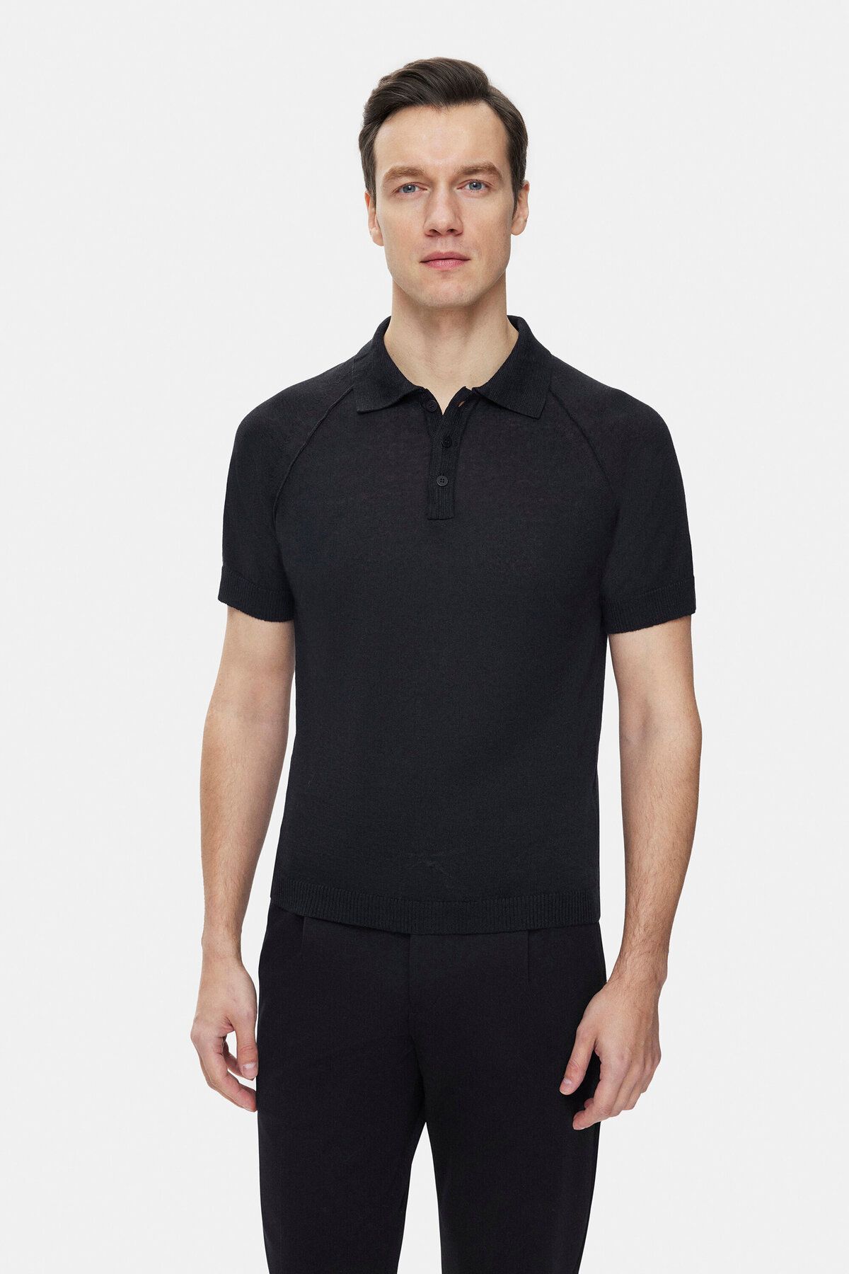 Vakko SİYAH POLO YAKA KISA KOLLU T-SHIRT