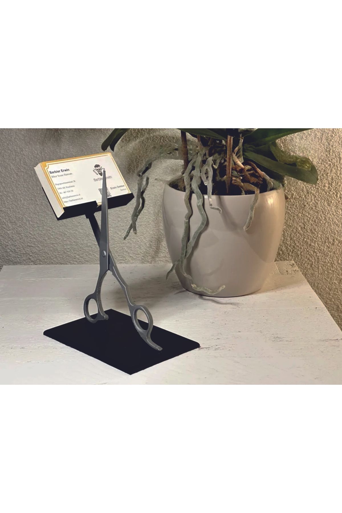 Figürler Kartvizit Tutacağı - Makas Figürlü Kartvizitlik - 3D Kartvizit Tutacağı Kuaför,Terzi, Berber Makas