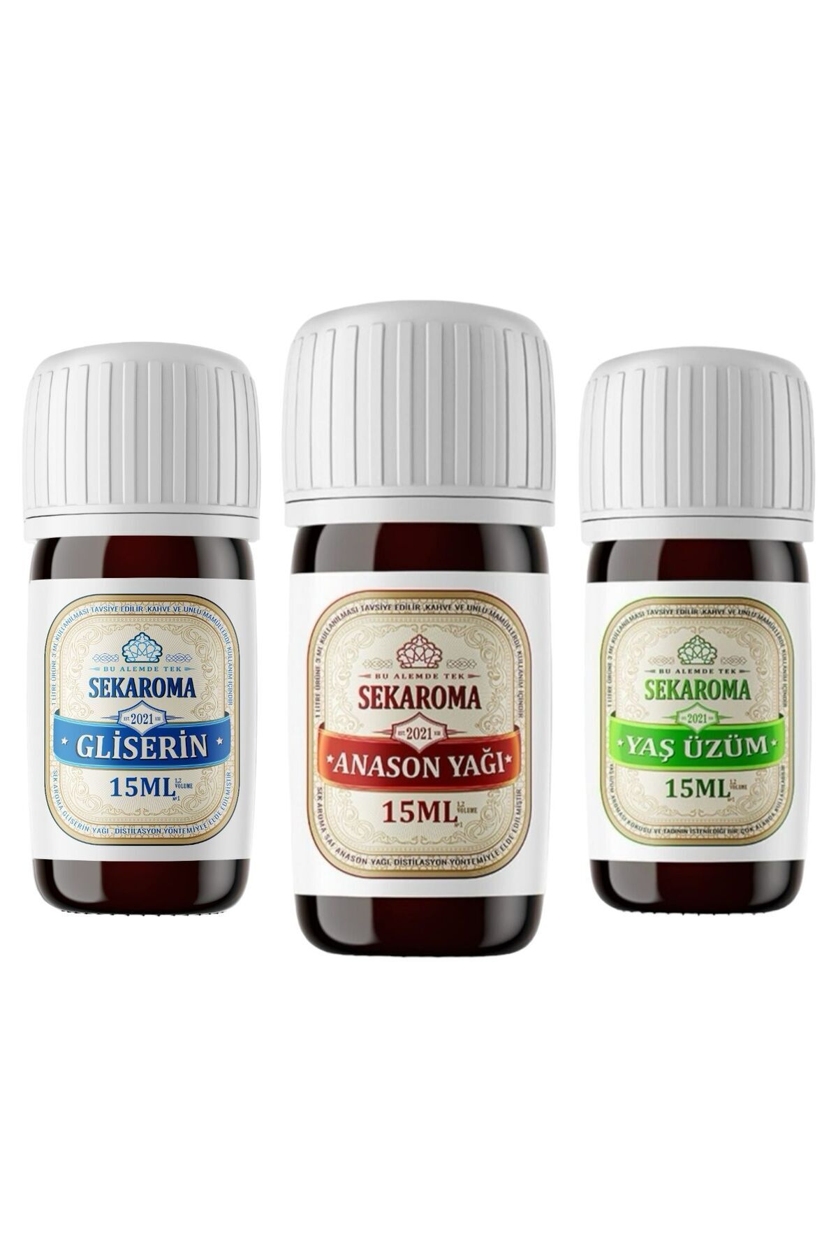 Sek Aroma Tekirdağ Seti Anason Yağı 15 ml Yaş Üzüm 15 ml Gliserin 15 Ml(5 LİTREYE UYUMLU)
