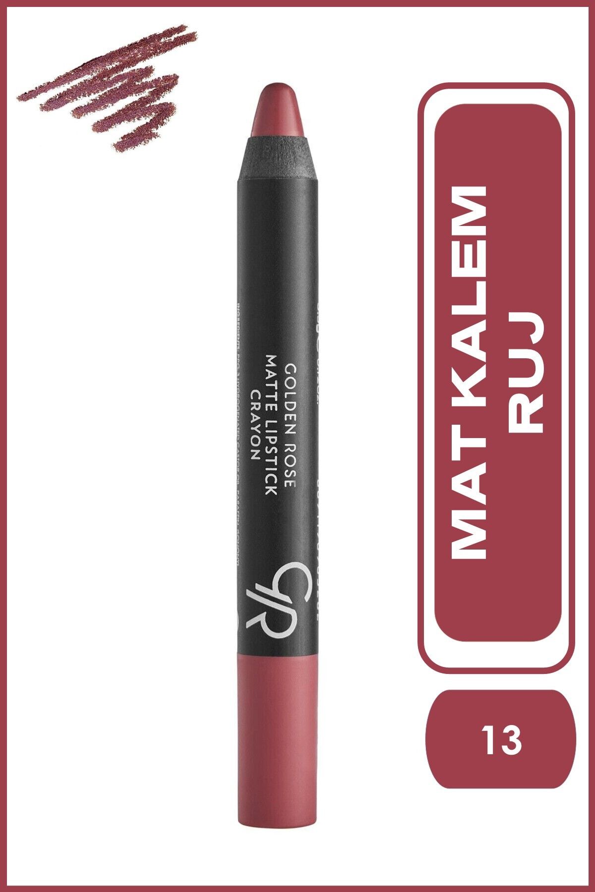 Golden Rose Matte Lipstick Crayon No:13 Peach Pink - Mat Kalem Ruj - 8691190903138