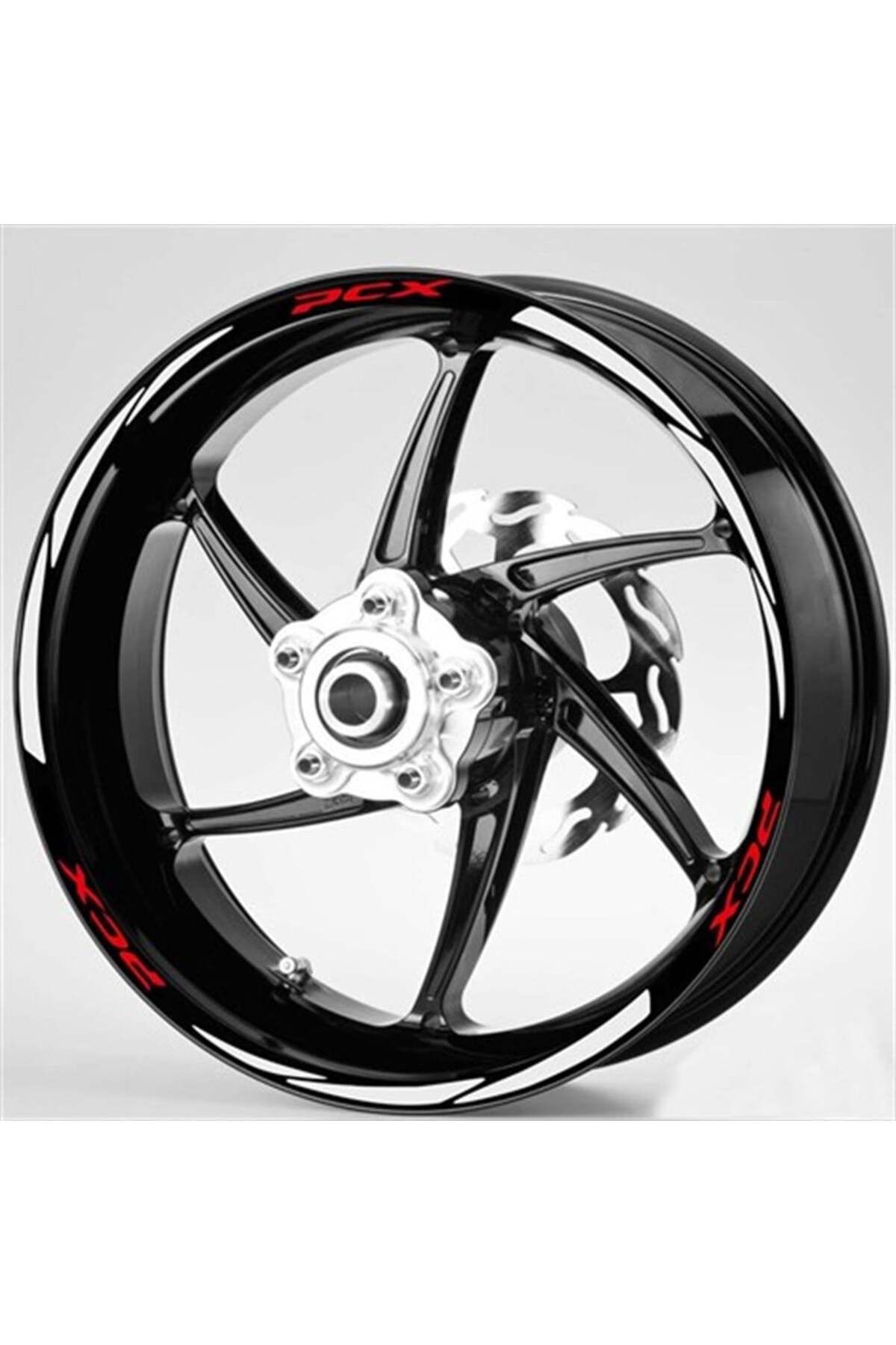 Redline Grafik Kırmızı Pcx Yazılı 3 Parçalı Reflektif Gümüş Beyaz Jant Şeridi