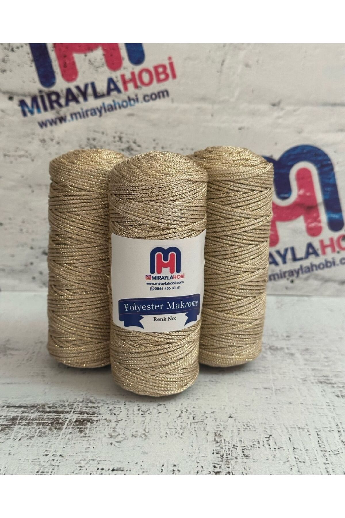 miraylahobi Simli Polyester Makrome 100 Gr 1 Adet SS 230 Açık Bej
