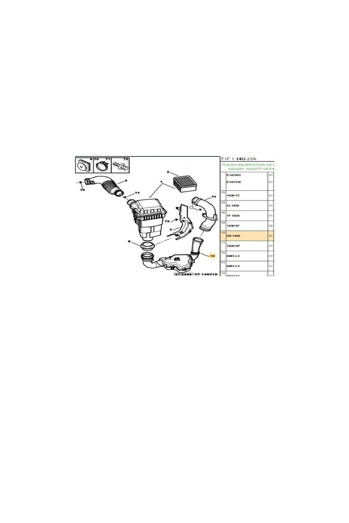 Hava Filtre Ara Kazan 206 1426.5n