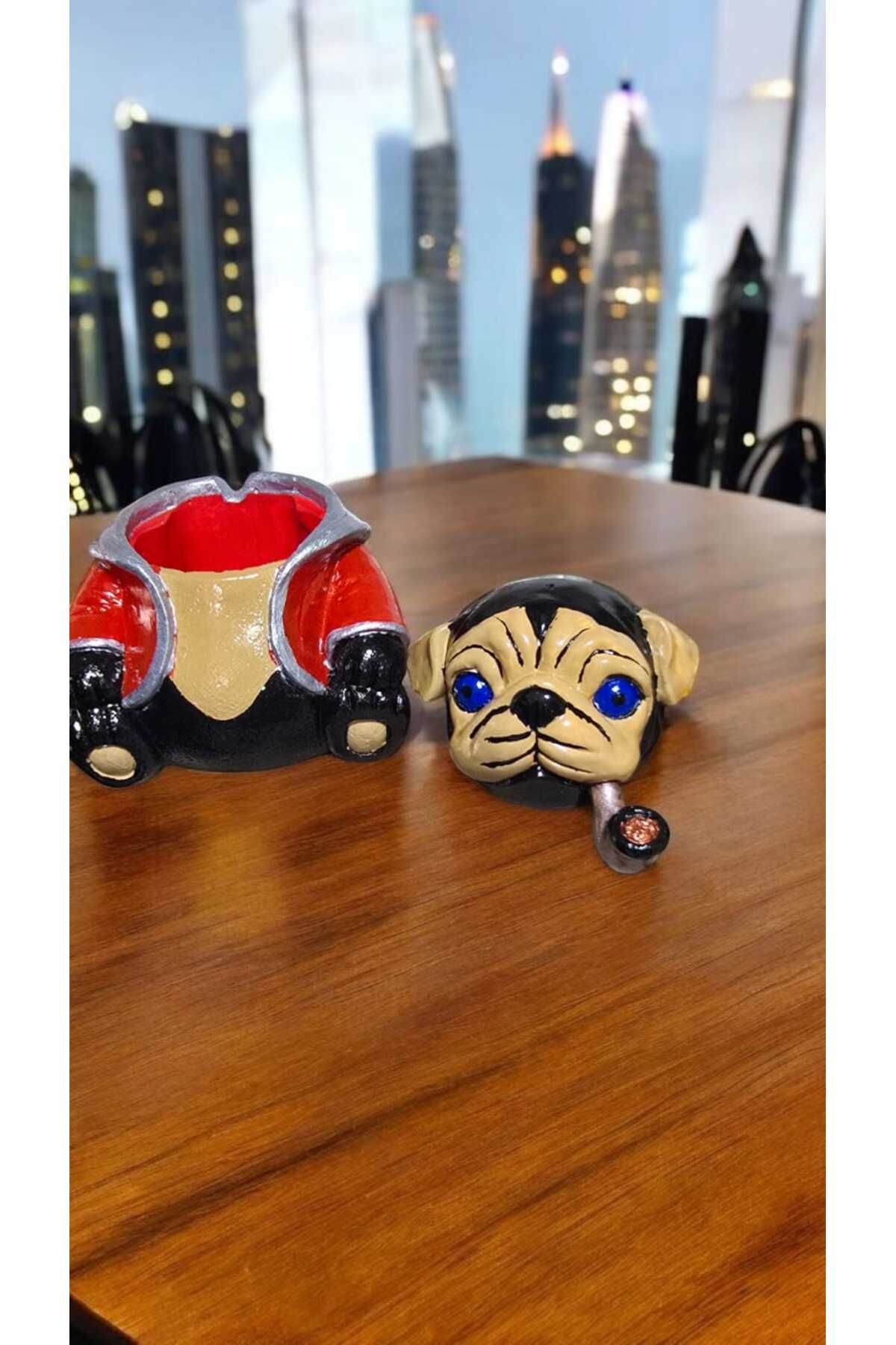 GLOBELUX Dekoratif Lüks Tasarım Panda Ve Köpek Kül Tablası Küllük Ve Biblo (1 Adet.)