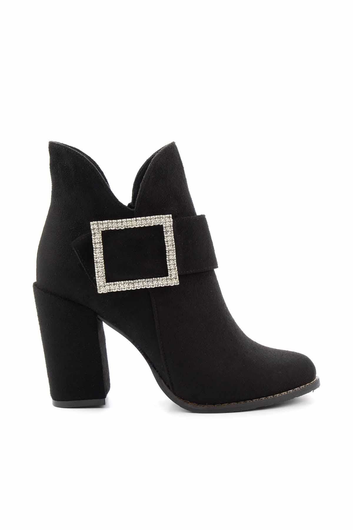 Bambi Siyah Süet Kadın Bot & Bootie K02236030002