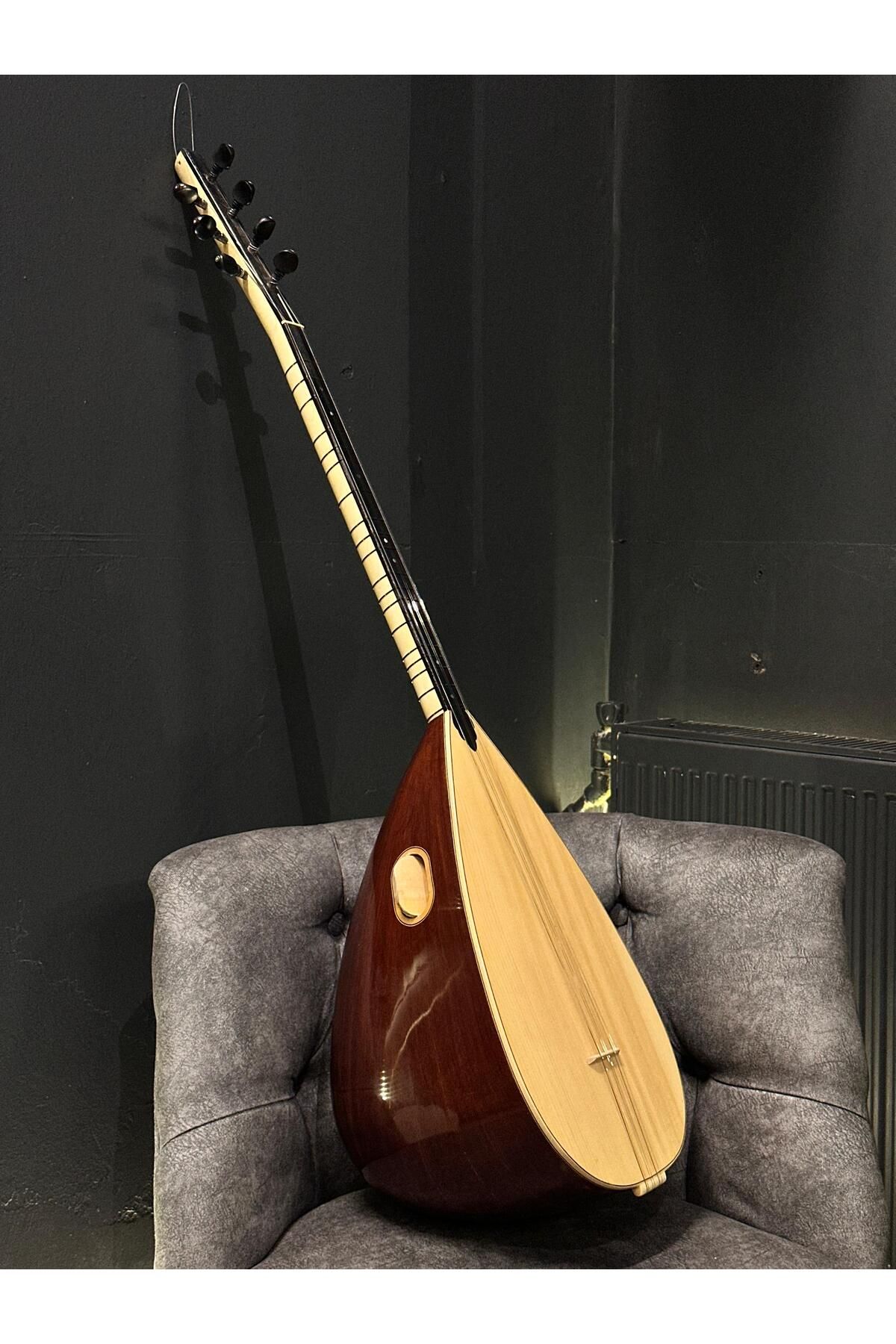 Sazhane Kısa Sap Profesyonel Ardıç Tekne Bağlama(Kılıf,Yedek Tel Dahil)