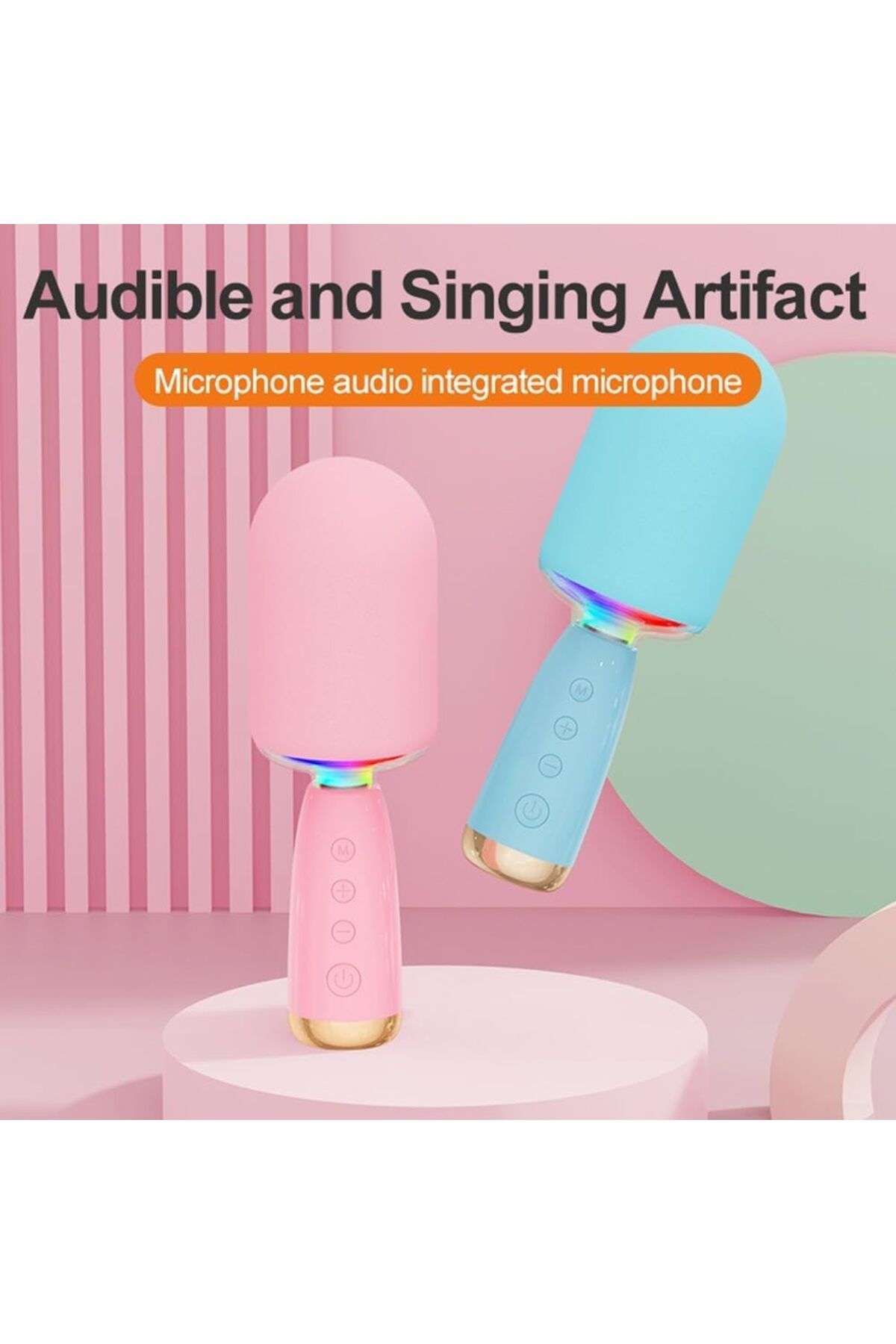 Manessa Professional Vocal Stüdyo Mikrofonu Ledli Ses Değiştirme Özellikli Karaoke Mikrofonu