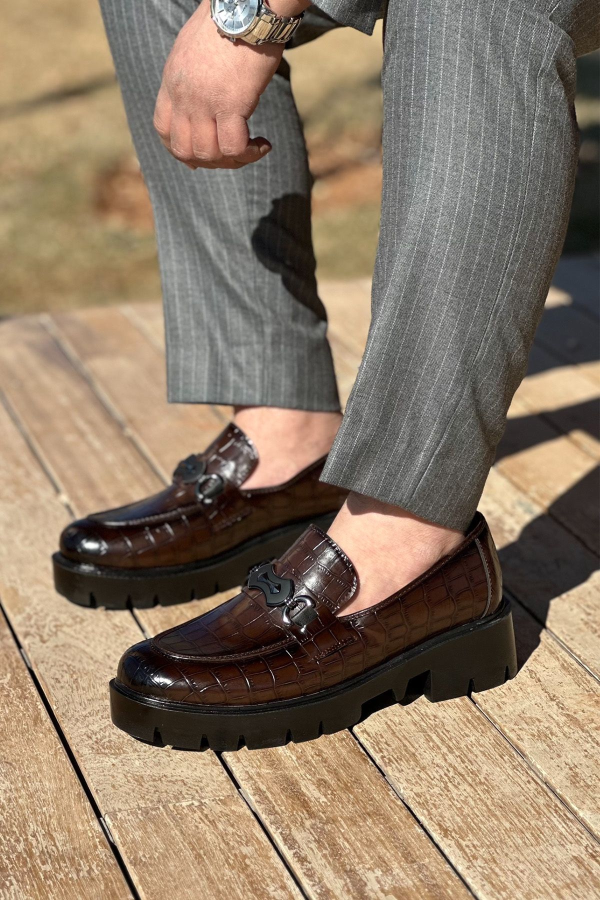 sauron Klasic Loafer Erkek Ayakkabısı Tokalı Yüksek Tabanlı901
