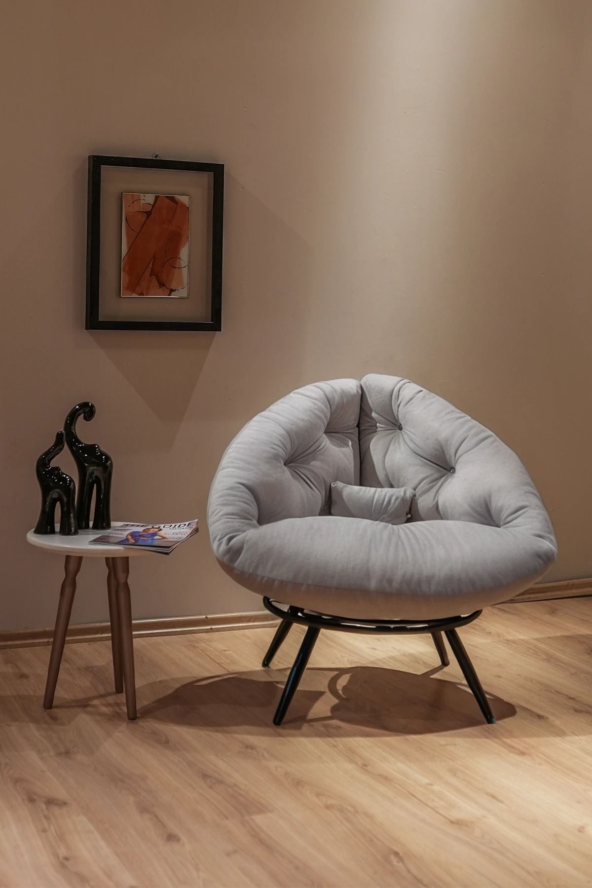 Berta Concept Floki Tekli Koltuk Berjer Gri