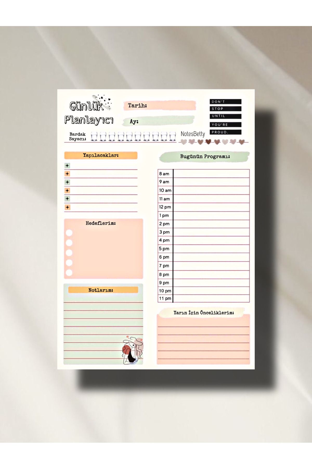 Store Notesbetty Günlük Planlayıcı A5 Notepad - Defter - To Do List - Not Defteri