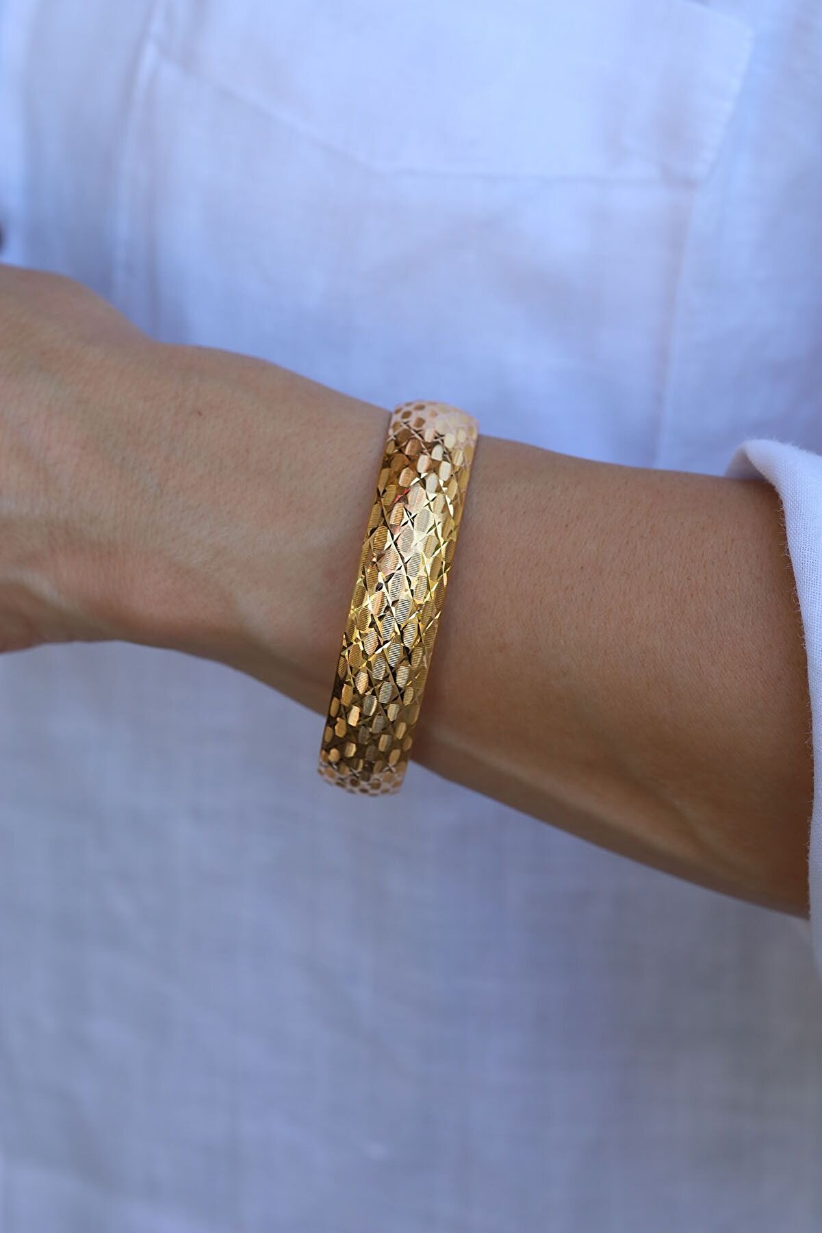 Yenigün Kuyumculuk Kadın Baklava Model Altın Bilezik (1.5 Cm)