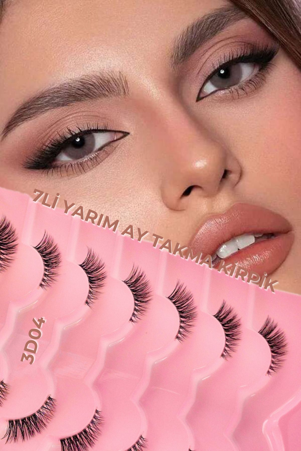 ruby face 7Lİ YARIM BOY İPEK KİRPİK - 3D YARIM AY İPEK TAKMA KİRPİK - 3D04