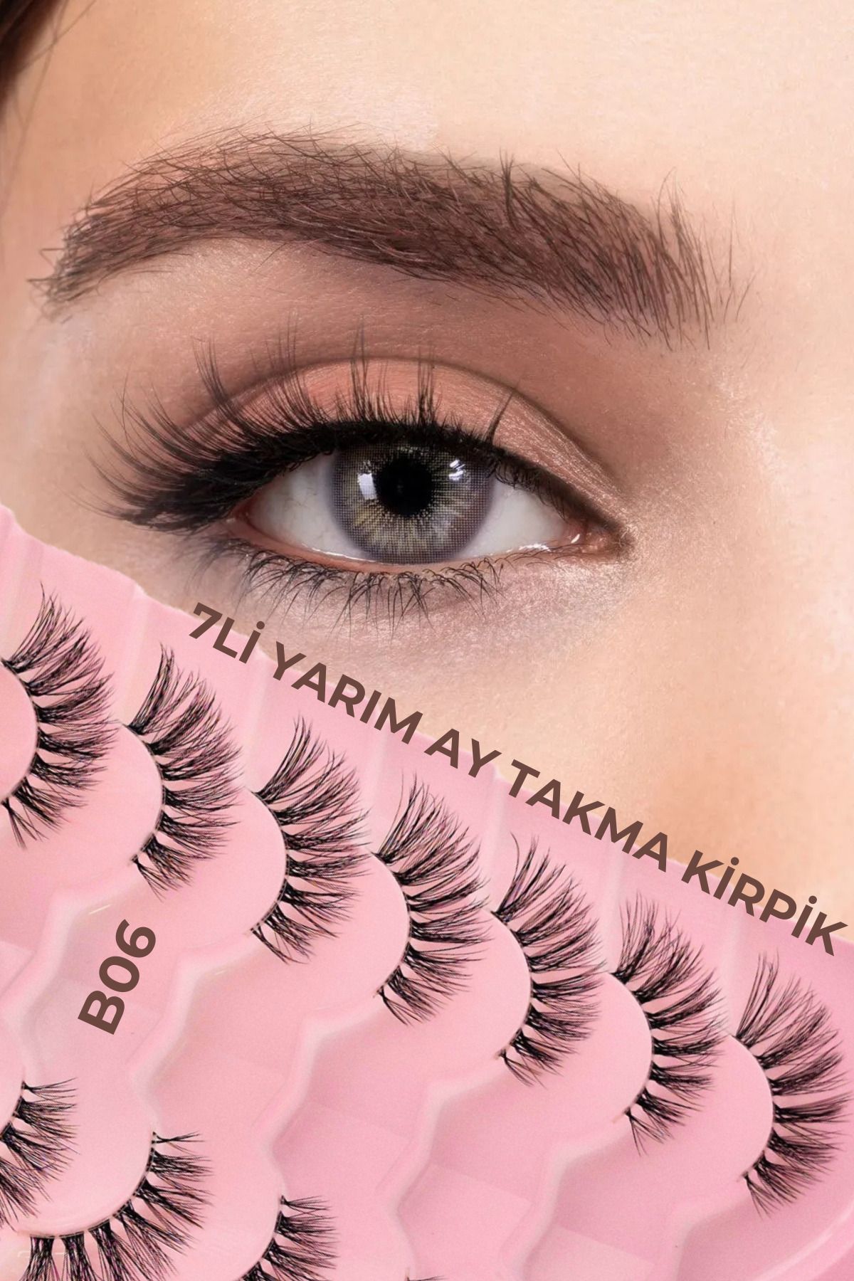 ruby face 7Lİ YARIM BOY İPEK KİRPİK - 3D YARIM AY İPEK TAKMA KİRPİK - B06