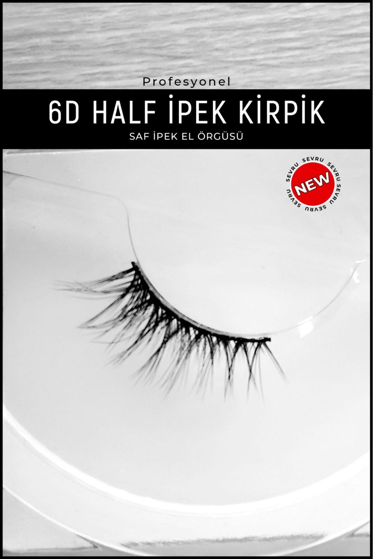 SEVRU Profesyonel Ipek Takma Kirpik, Yarım Doğal Görünümlü (YAPIŞTIRICILI)