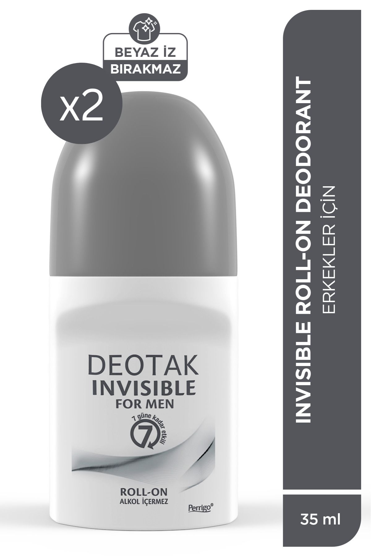 Deotak Invisible Erkek 7 Güne Kadar Etkili Roll-On Deodorant 35 ml x 2 Adet