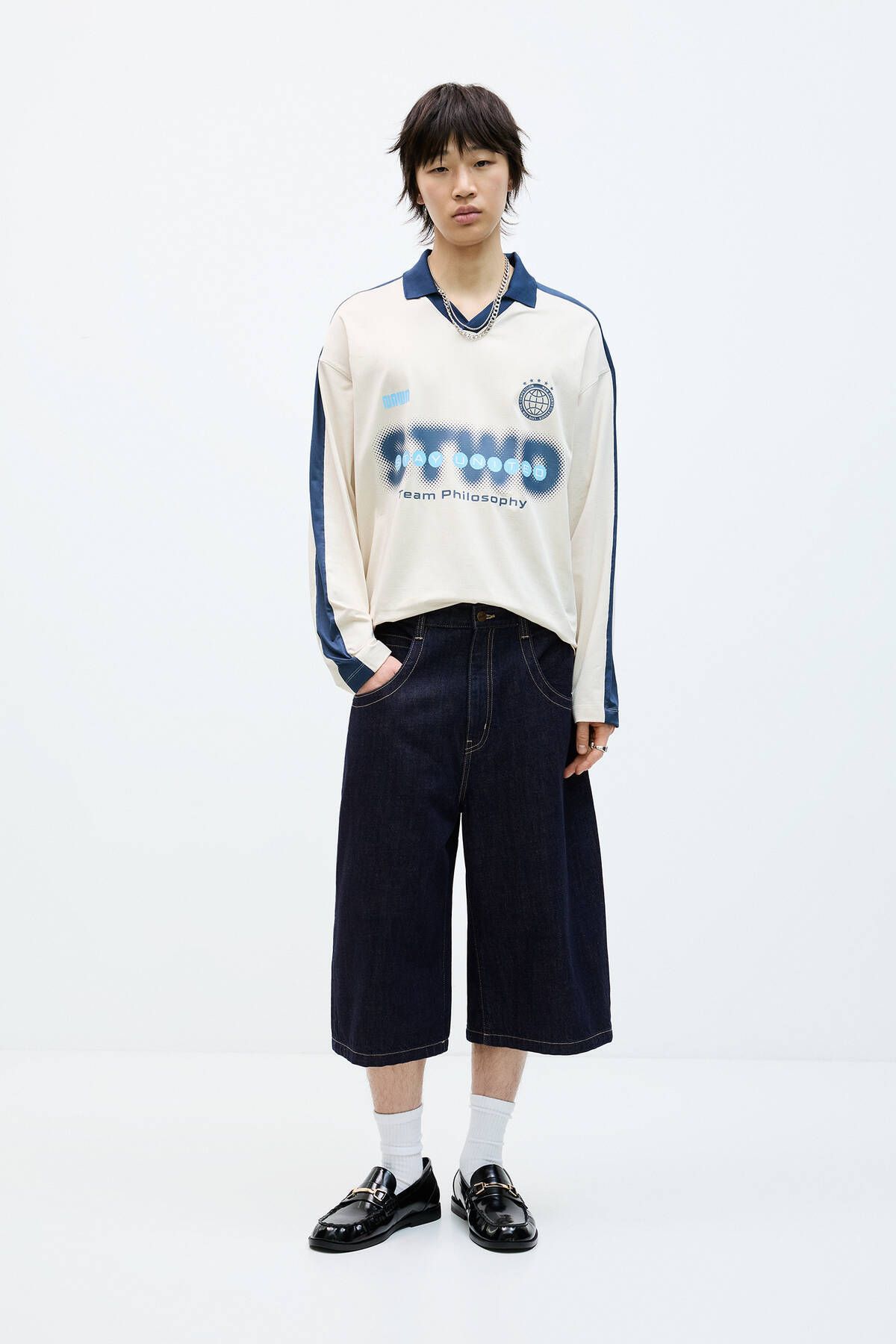 Pull & Bear Super baggy STWD denim bermuda şort