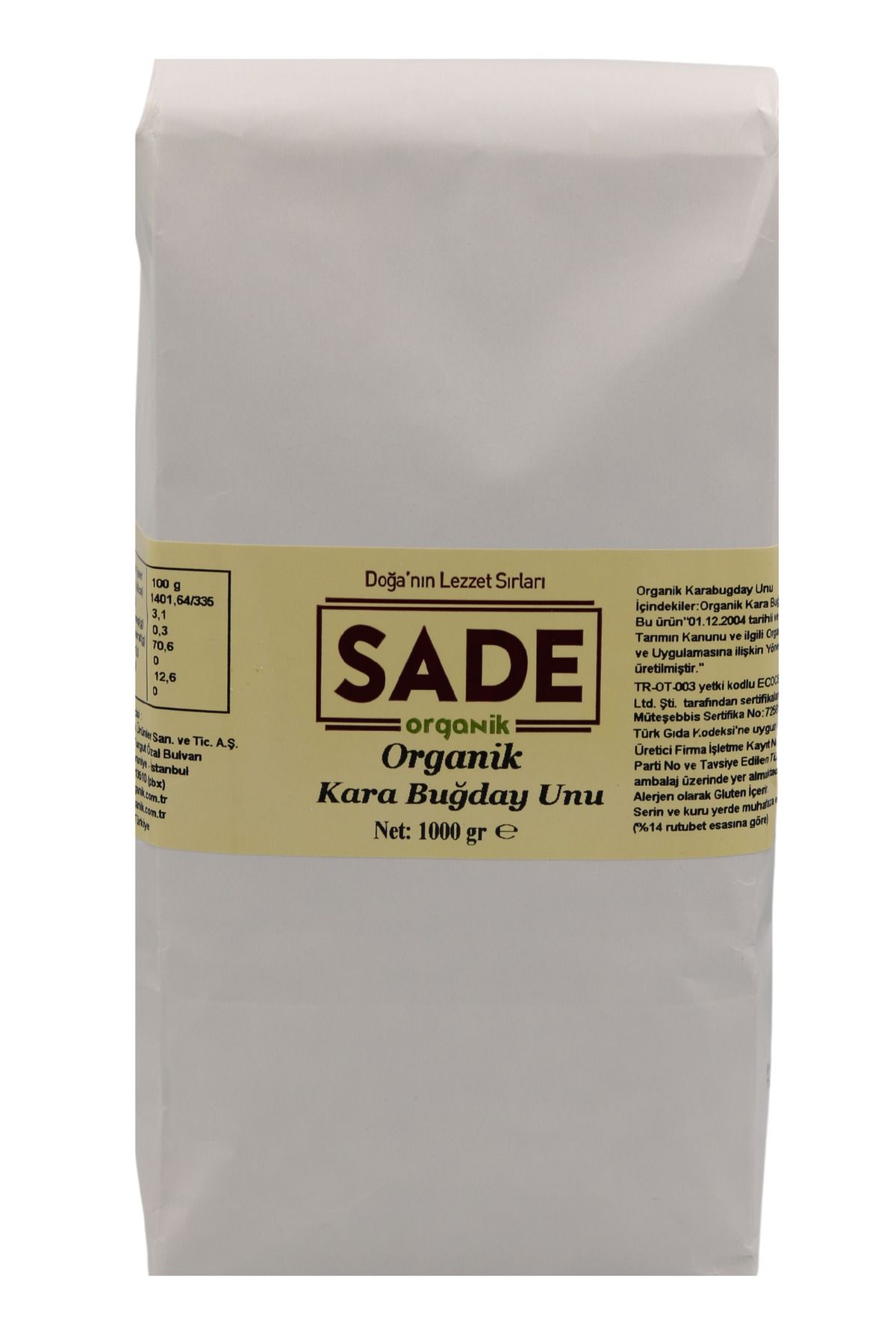 Sade Organik Karabuğday Unu 1000 gr