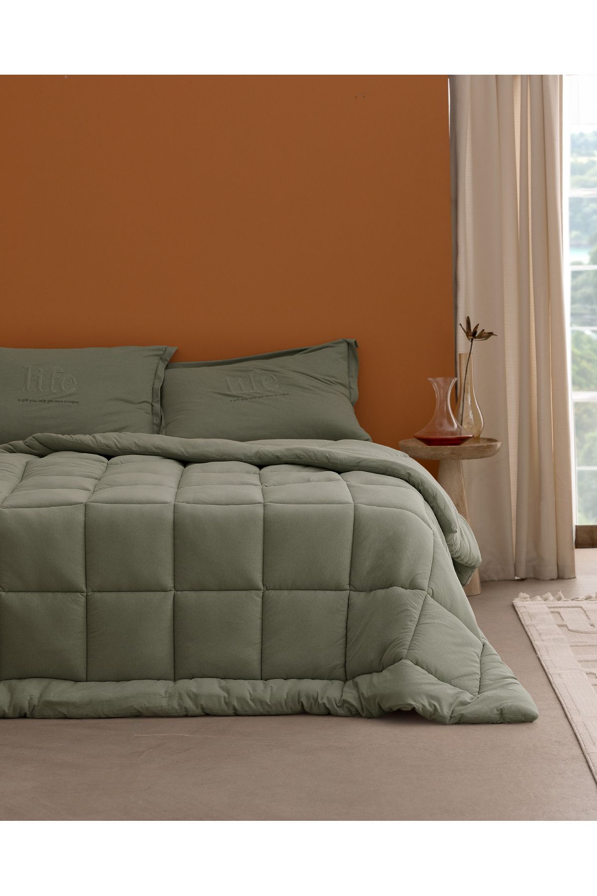 Madame Coco Bobigny Tek Kişilik Pamuklu Supersoft Comforter Set - Mint Yeşili
