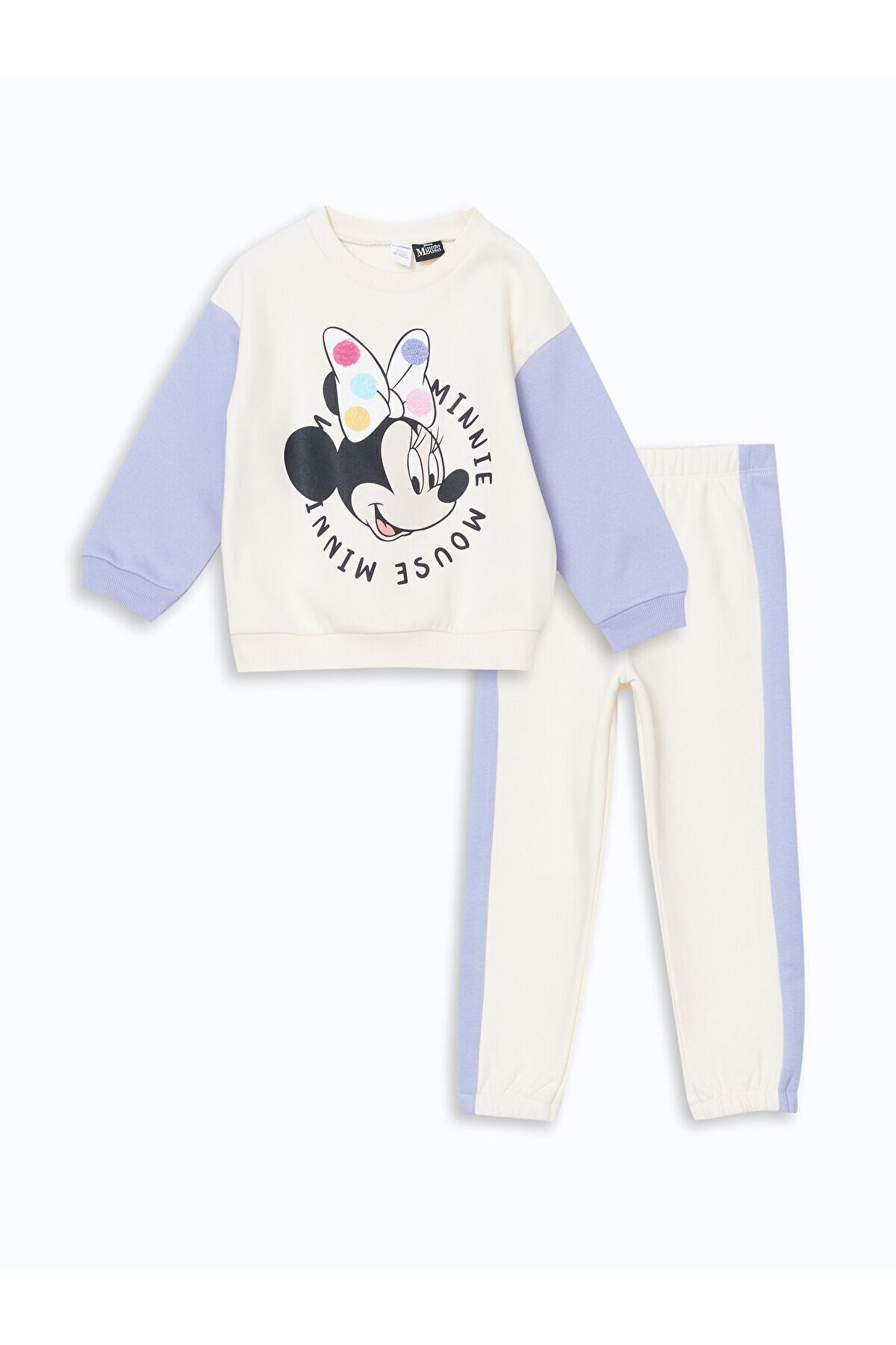 LC Waikiki LCW Kalın Kız Çocuk Ekru Minnie Mouse Baskılı  Eşofman Takım