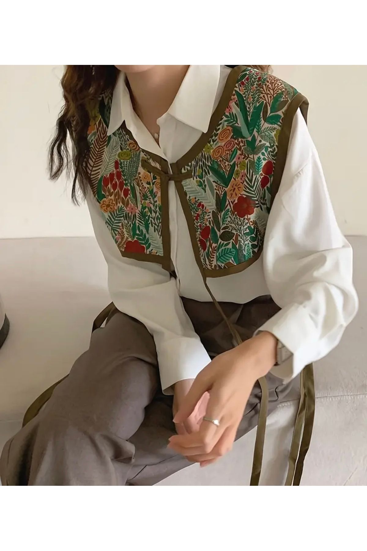 LUMİNYA GÖMLEK ÜSTÜ YELEK RETRO TARZ