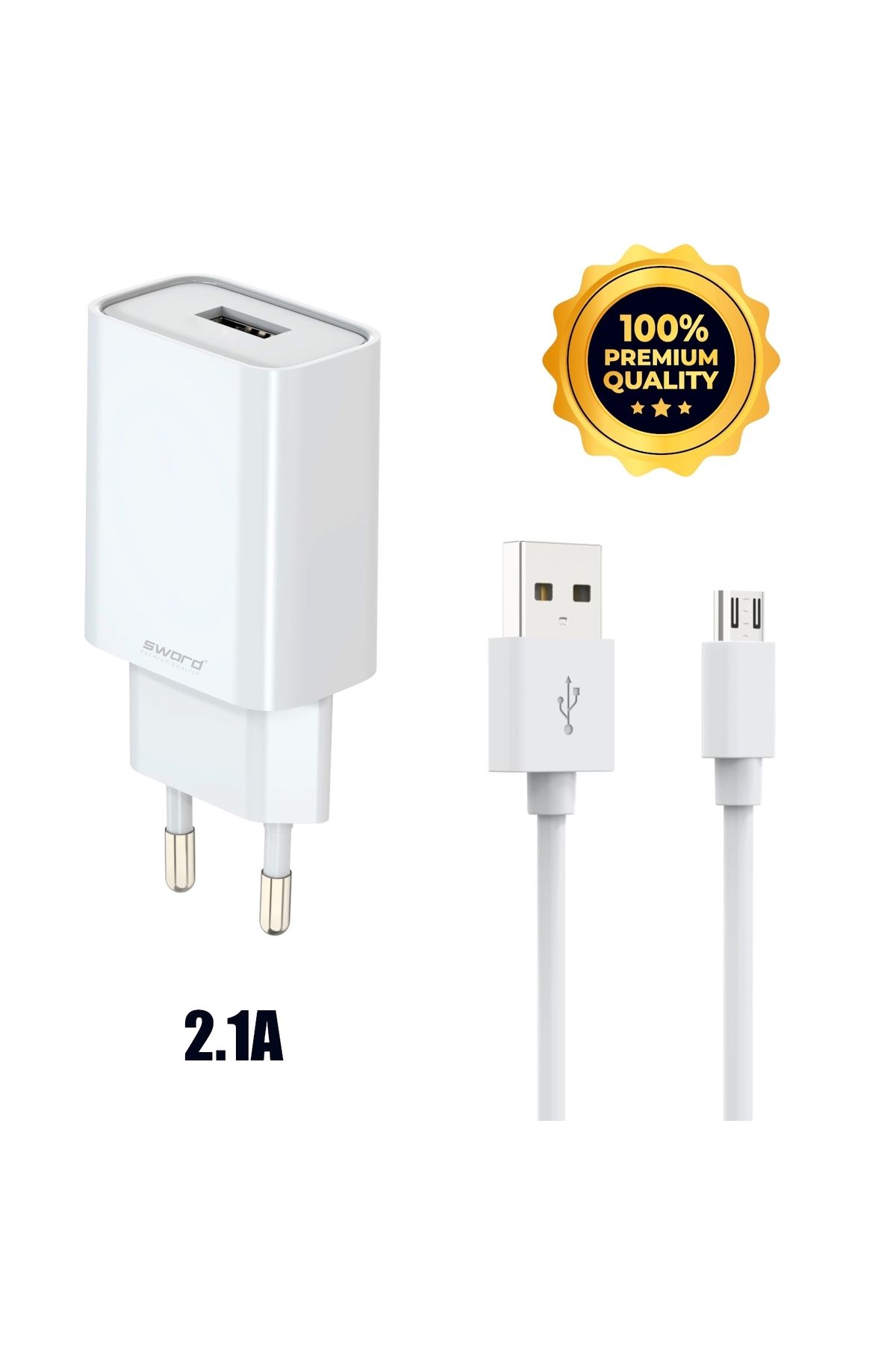 SWORD 2.1a Hızlı Şarj Ve Data Kablosu, Adaptör, Micro Usb, Güvenli & Dayanıklı