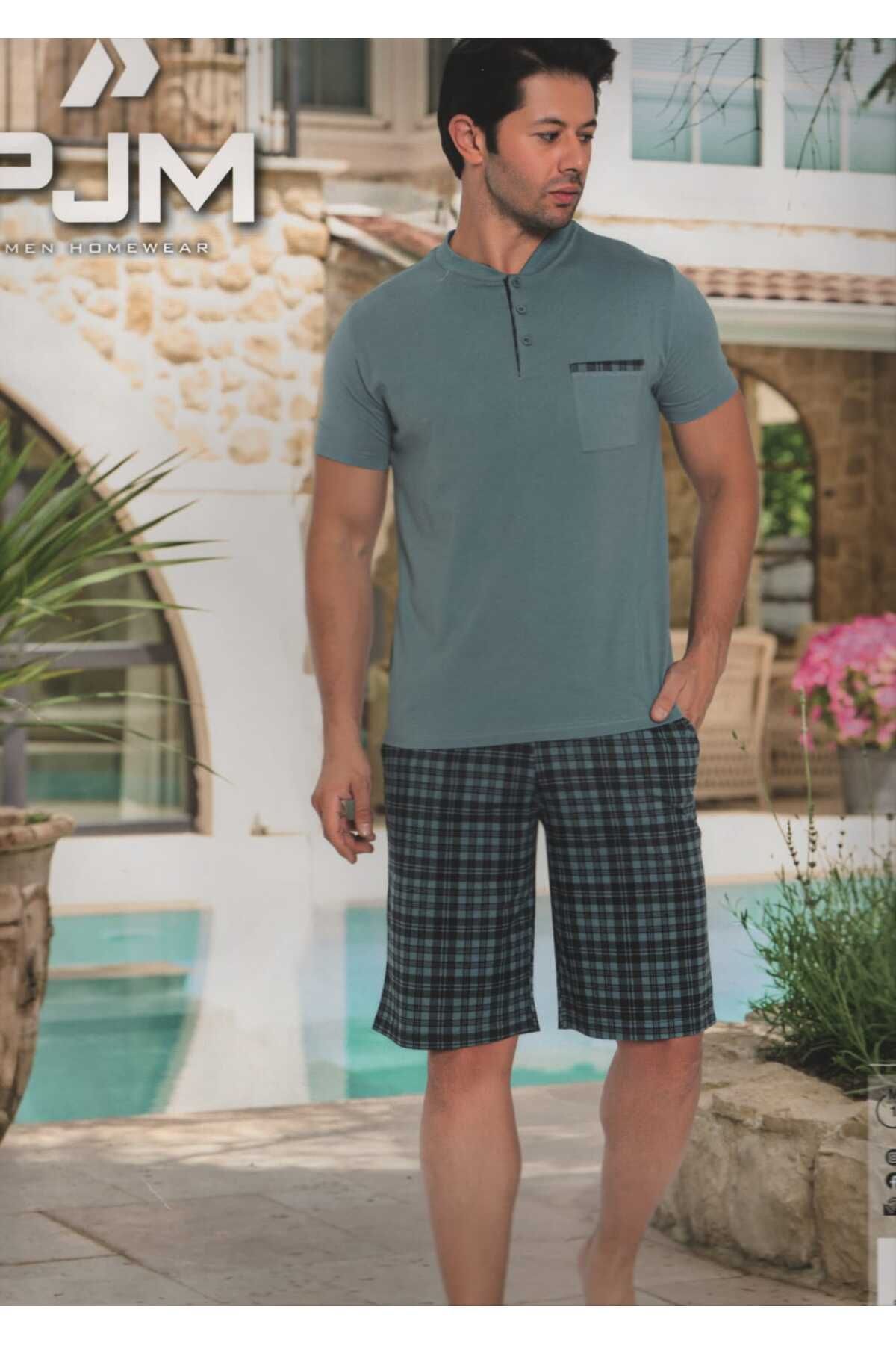 Pijamoni PJM (PİJAMONİ) ERKEK KISA KOLLU/BERMUDA PİJAMA TAKIMI