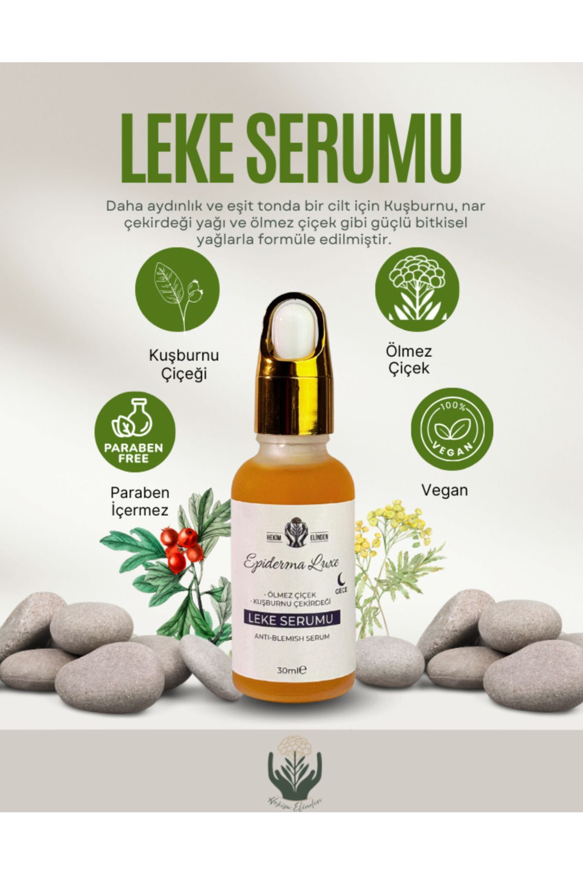 hekim elinden %100 Doğal Bitkisel Leke Karşıtı-anti-aging Cilt Serumu