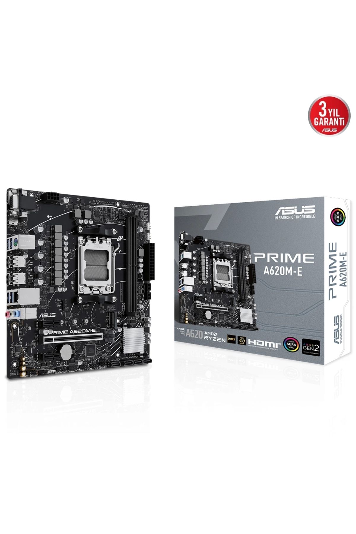 ASUS Prime A620M-E A620 Ddr5 (Vga Yok) Glan Matx Hd Dp Usb3 M2 Rgb Am5 Amd Anakart