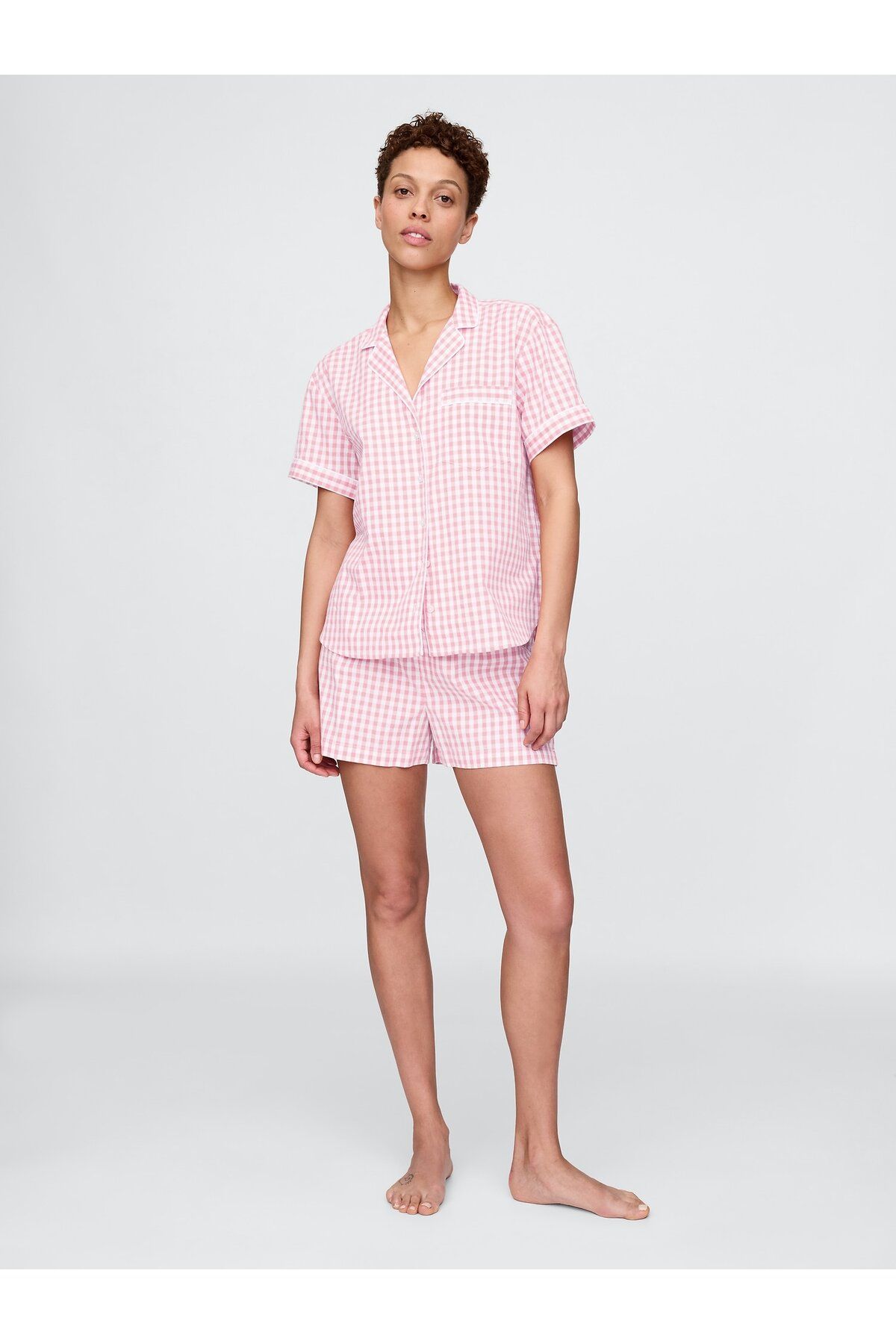 GAP Kadın Pembe Poplin Pijama Boxer Şort