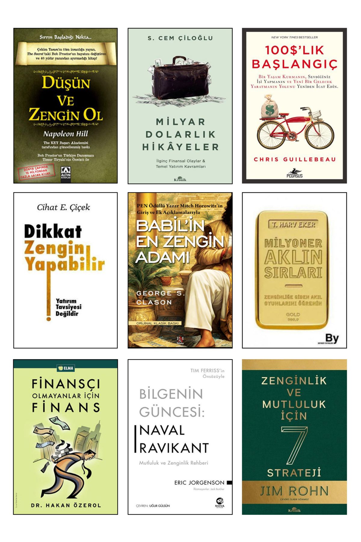 Altın Kitaplar Düşün ve Zengin Ol Babil'in En Zengin Adamı Milyoner Aklın Sırları Harv Eker 100 Dolarlık Başlangıç