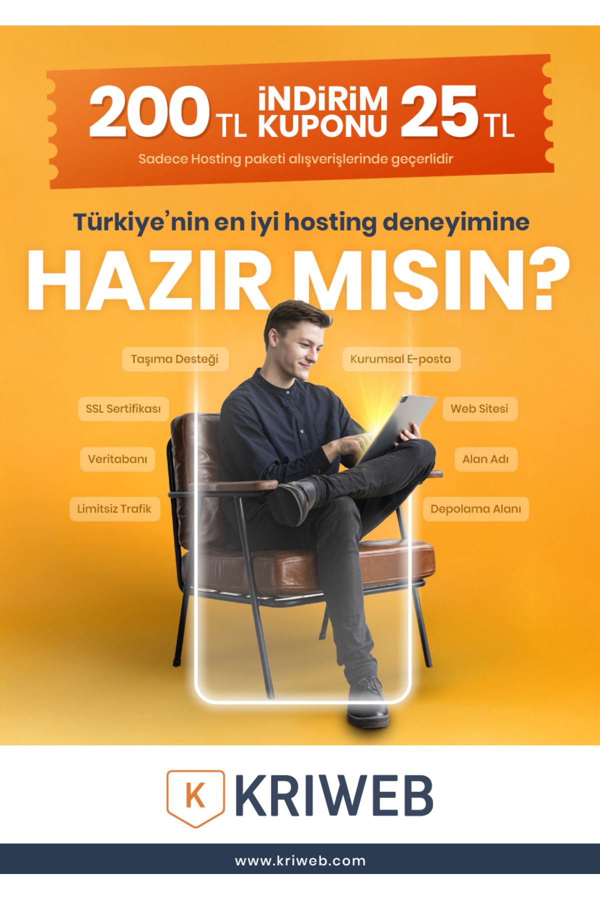 Online Kriweb Hosting 200 TL İndirim Kuponu