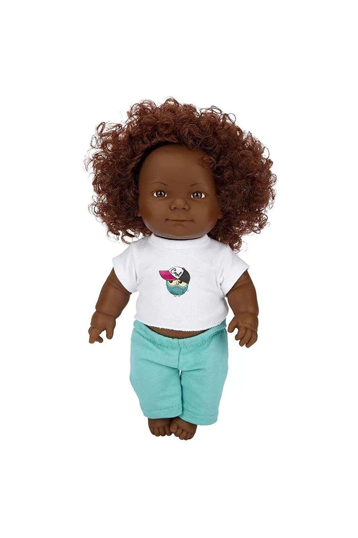 Genel Markalar Dada Kıvırcık Saçlı Oyuncak Zenci Erkek Et Bebek - 35 Cm