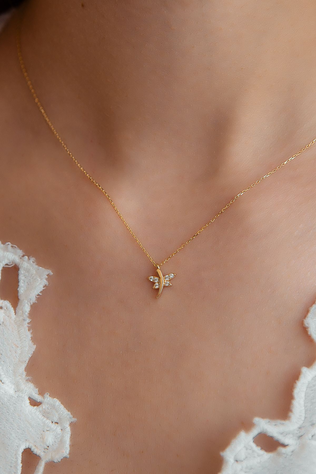 SEMİZ KUYUMCULUK Minimal Taşlı Yusufcuk Altın Kolye