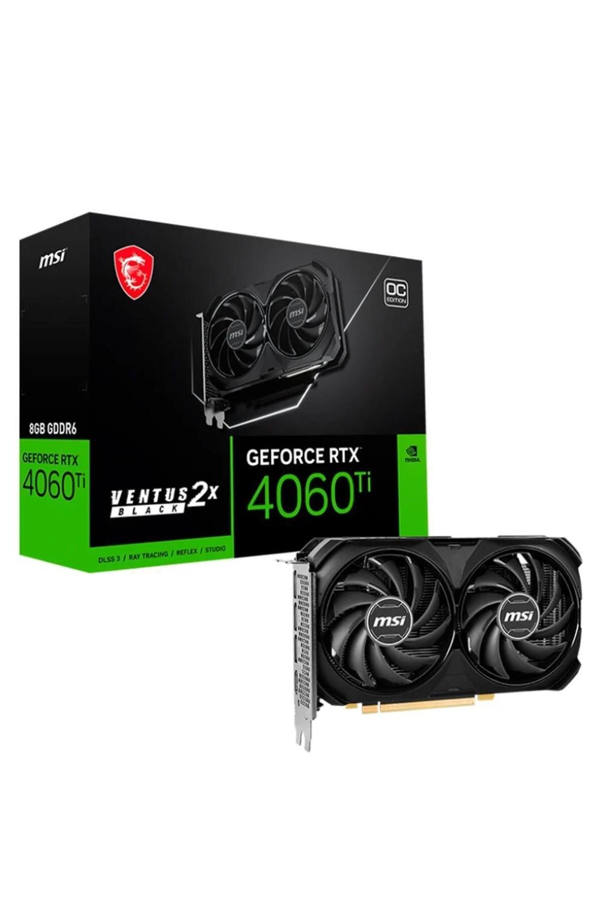 MSI Geforce Rtx4060ti Ventus 2x Black 8gb Oc Gddr6 128 Bit Dlss 3 Ekran Kartı