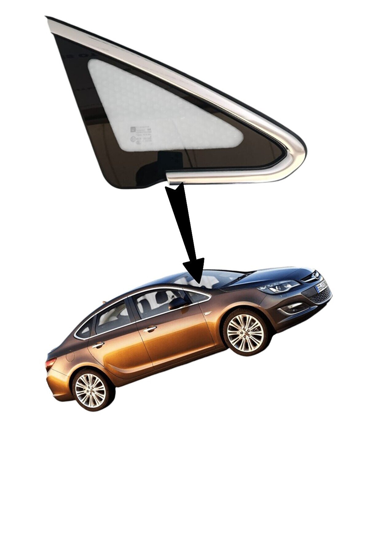 Opel Astra J Nikelajlı Sağ Ön Kelebek Camı GM  5161216 - 13390015