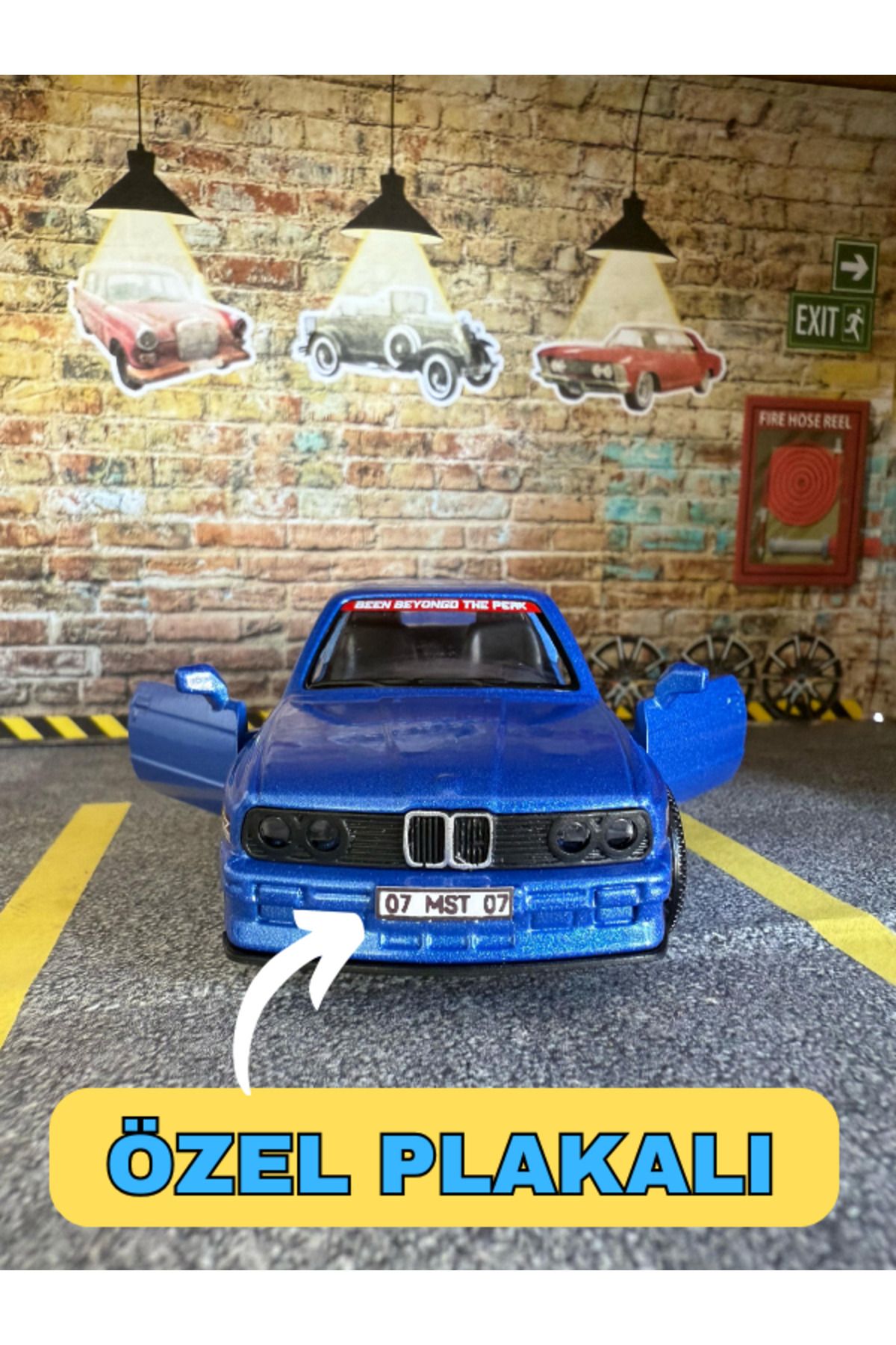 bebeym Bmw E30 Metal Araba - Işıklı Ve Sesli Bmw E30 Oyuncak Araba - (Kişiye Özel Plaka)
