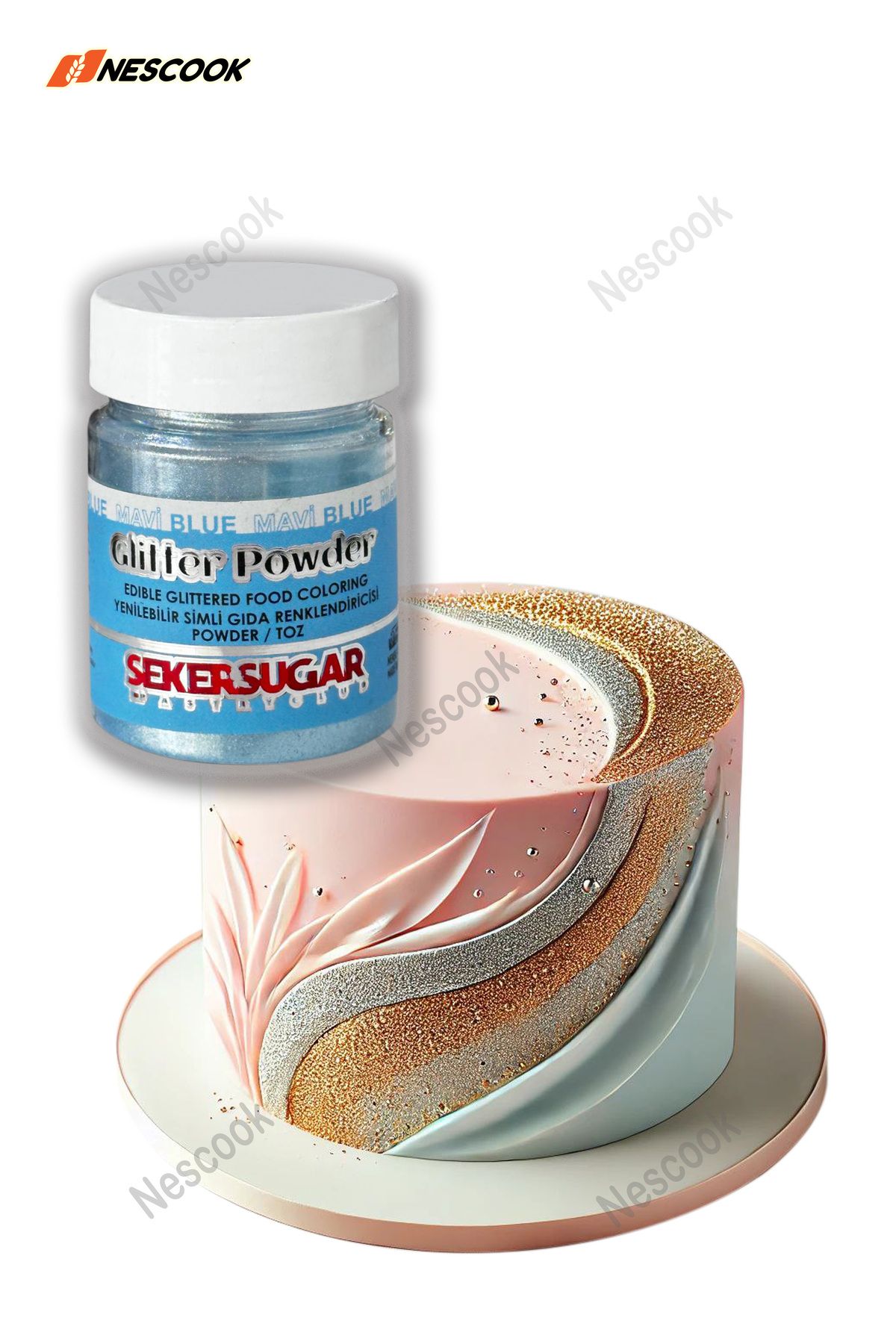 ŞEKER & SUGAR Glitter Powder Yenilebilir Simli Mavi Toz Gıda Boyası