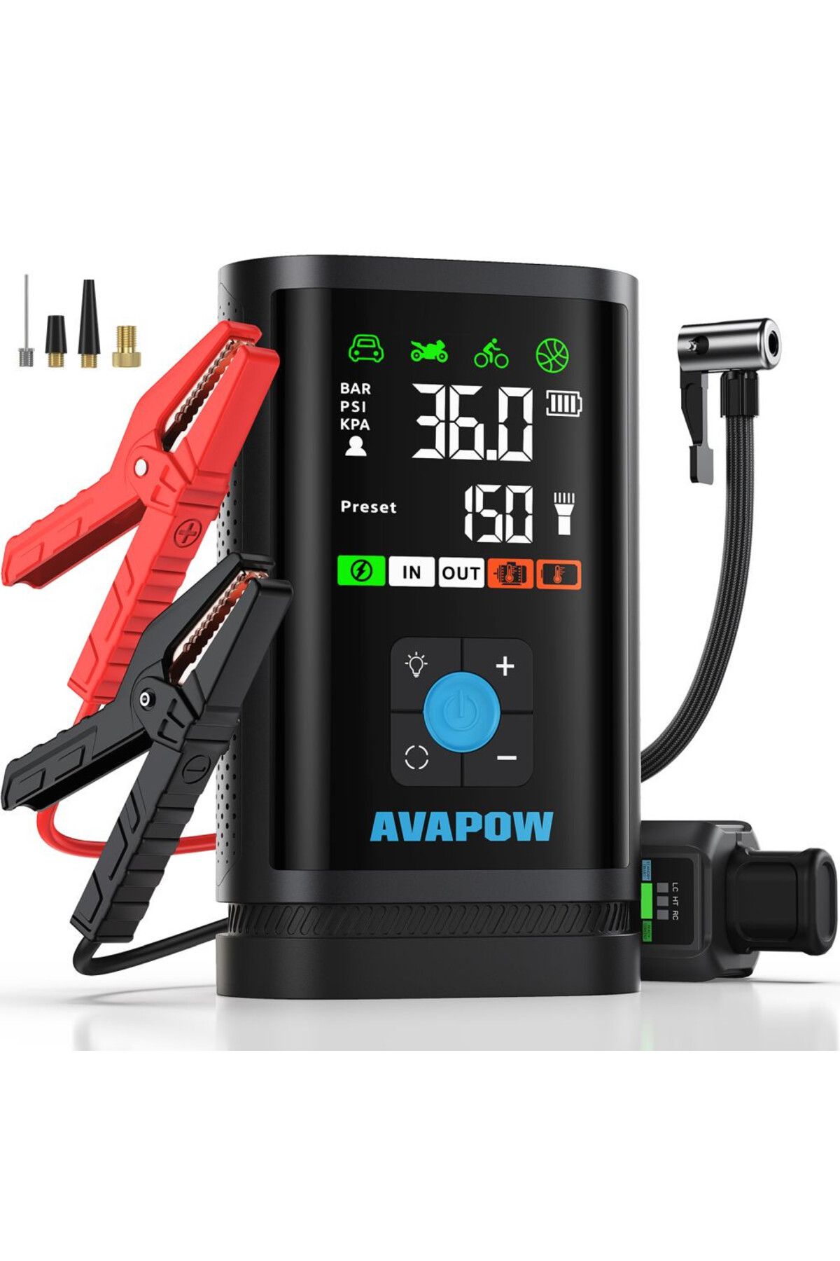 Avapow JP3 16000mAh 3000A Zorla Çalıştırma İşlevli & Lastik Şişirme Pompalı Jump Starter Taşınabilir
