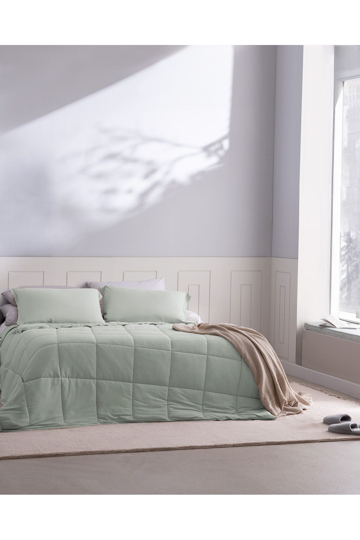 Madame Coco İlus Tek Kişilik Bambu Comforter Set - Mint Yeşili