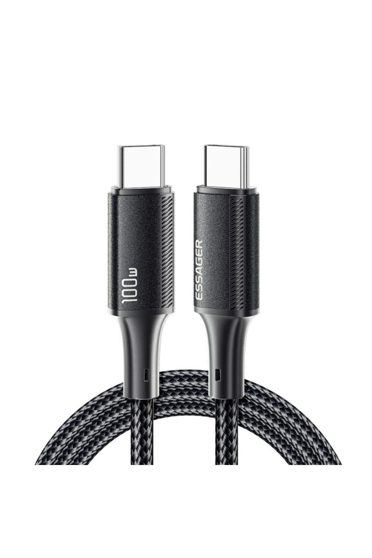 essager E-Marker Çipli 2MT 100W Type C to Type C Şarj Kablosu 480Mbps Veri Aktarım Şarj Akım Korumal