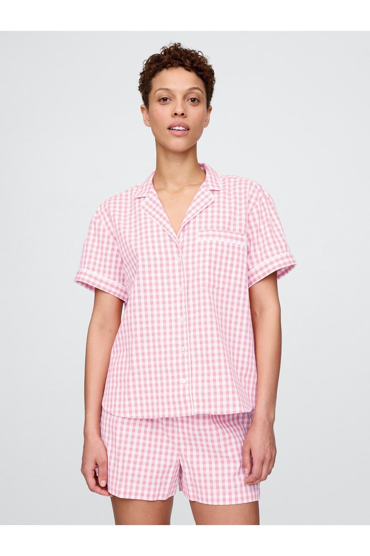 GAP Kadın Pembe Poplin Pijama Üstü