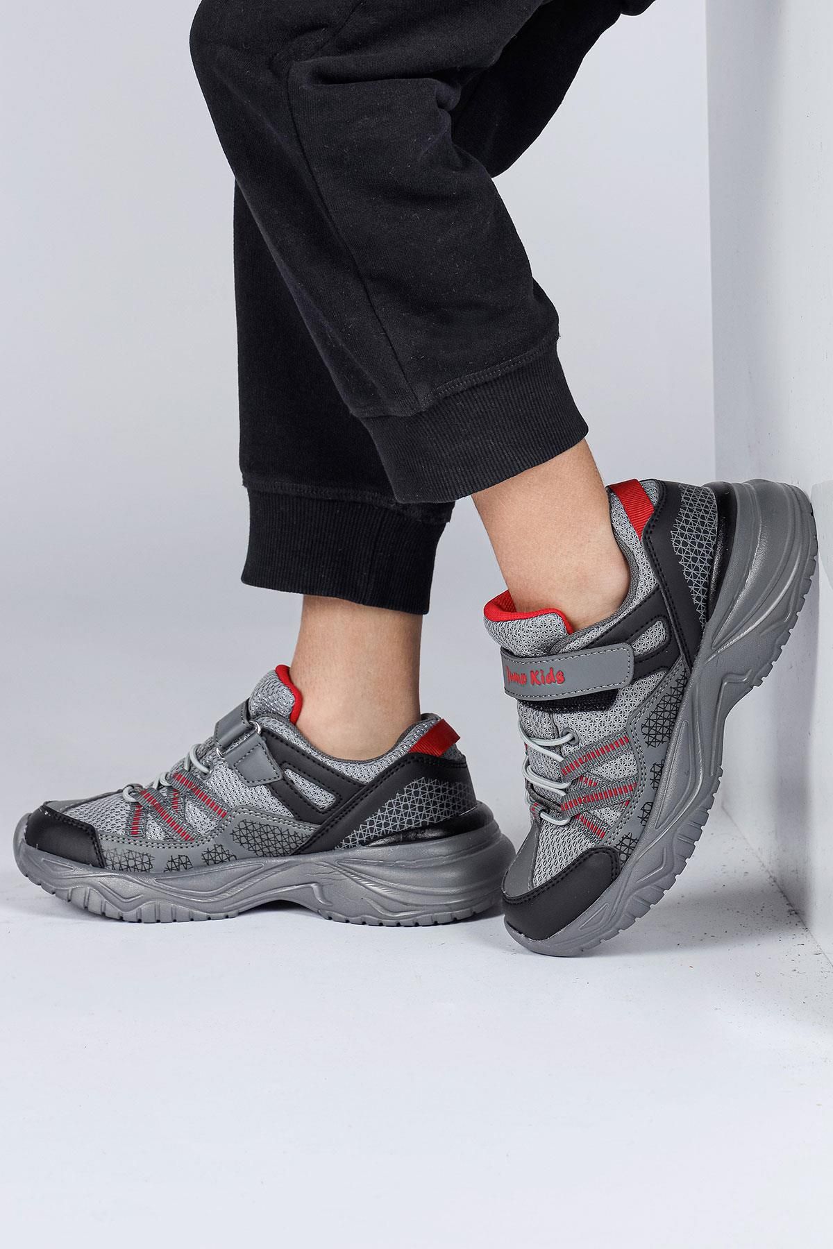 Jump 29187 Cırtlı Gri Üniseks Çocuk Sneaker Günlük Spor Ayakkabı
