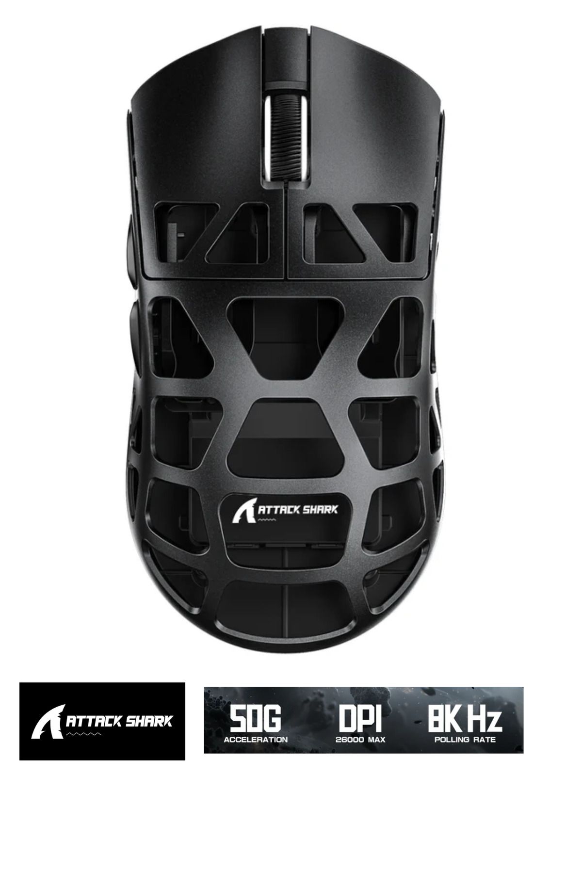 Sarftech Attack Shark R3 Magnezyum Alaşımlı APP Uygulamalı 8Khz Ultra Hız Tepki 26.000DPI Gaming Oyuncu Mouse