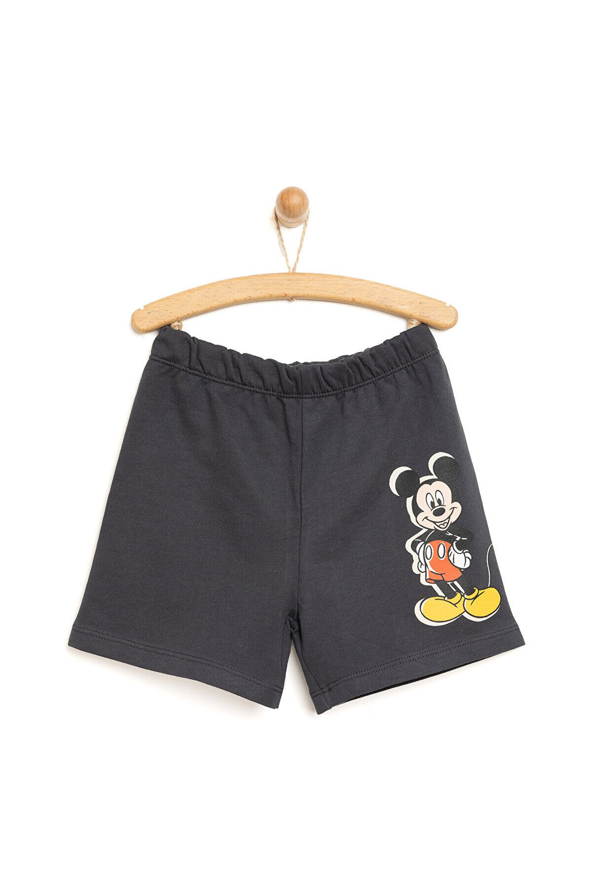 DİSNEY Erkek Bebek Şort Mickey Mouse Desenli Antrasit