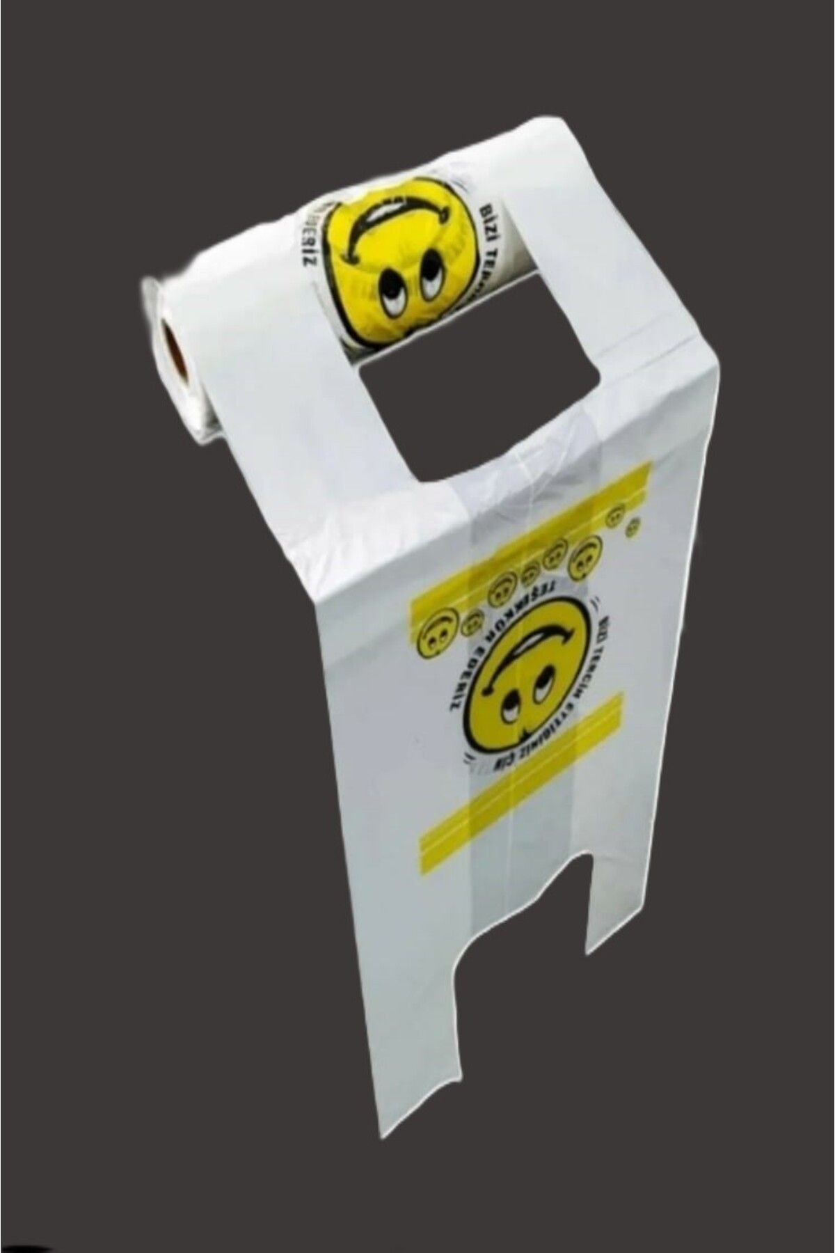 Ecoflex 1 adet küçükboy Gülenyüz Baskılı Poşet Market Manav fırın Hışır Atlet Poşet (23x45 CM)