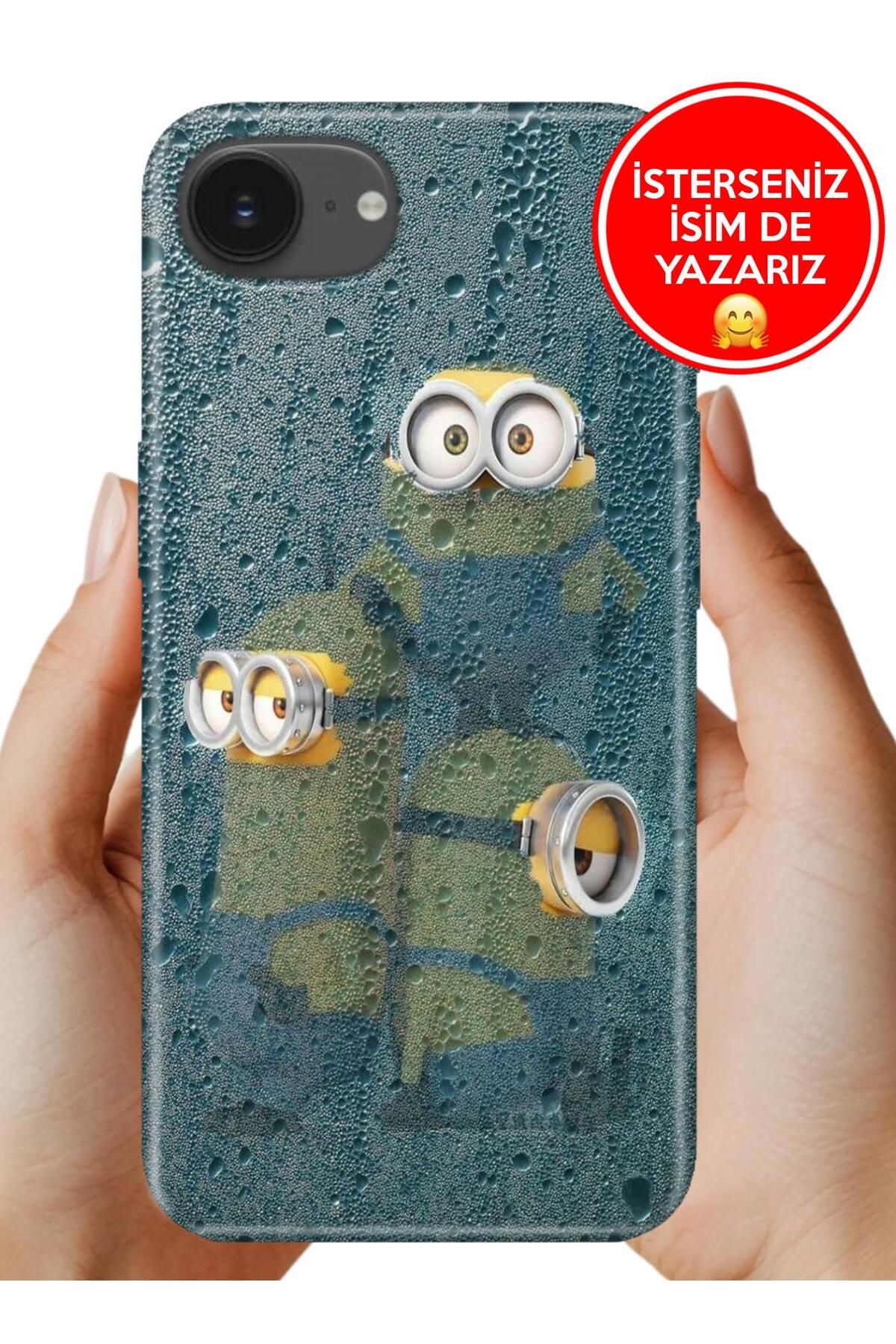 Cekuonline iPhone 16E Kılıf Kamera Koruma Rubber Esnek Silikon Minions9120