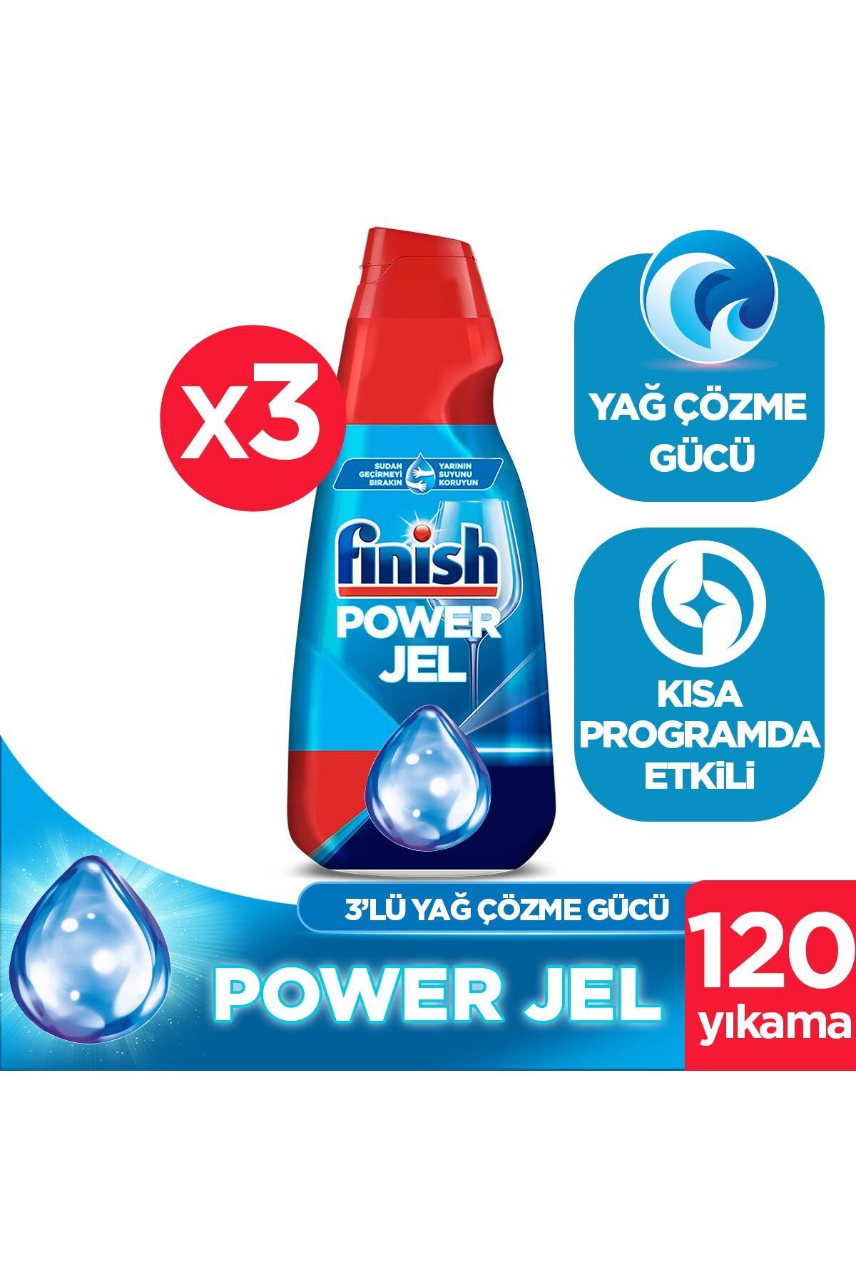 Finish Hepsi Bir Arada Bulaşık Makinesi Deterjanı Jel Sıvı 3000 ml (1000 ML X 3'LÜ)