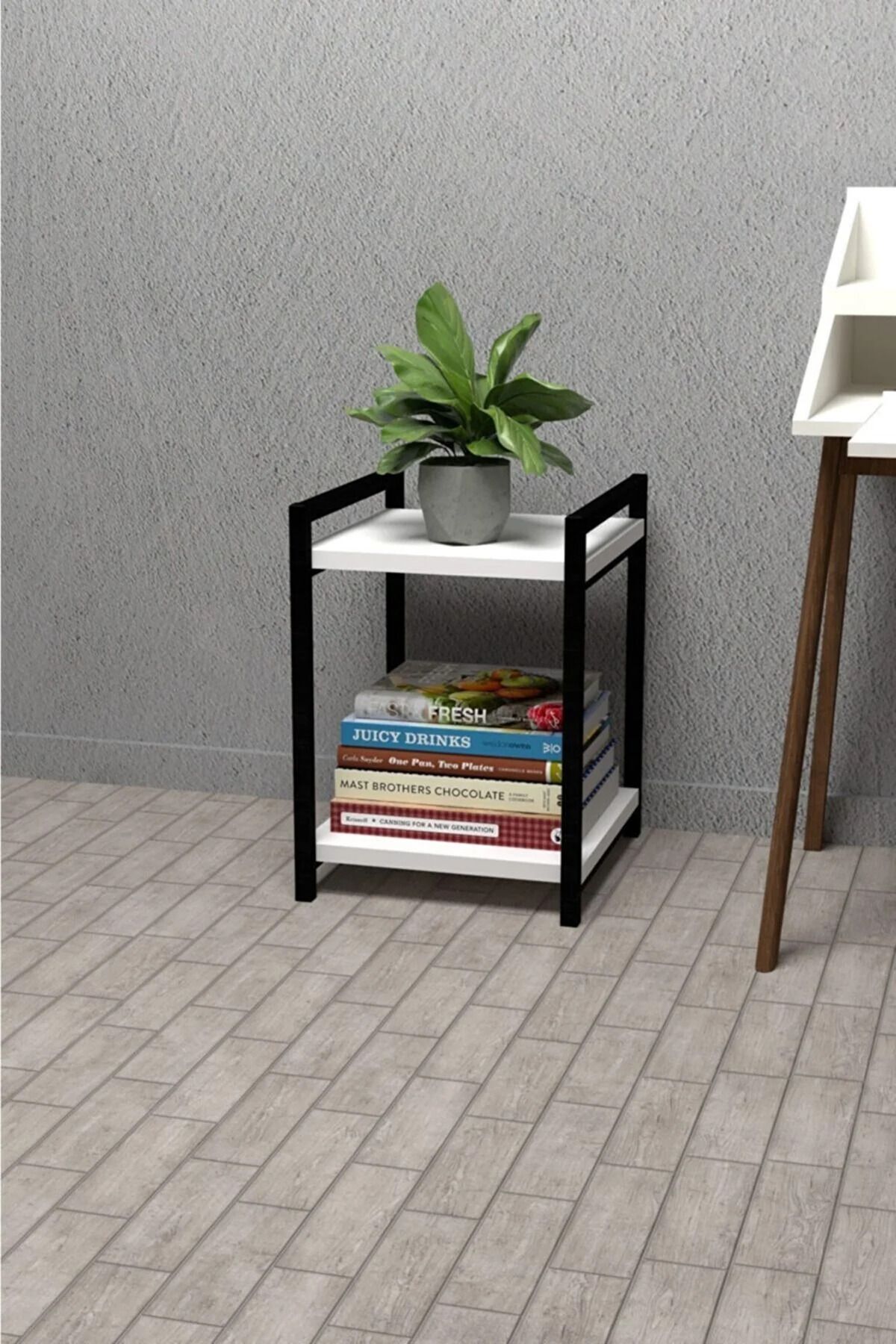 ALİİS LİFE Metal Ahşap 2 Katlı Mutfak - Banyo - Tezgah - Kitaplık - Çiçeklik
