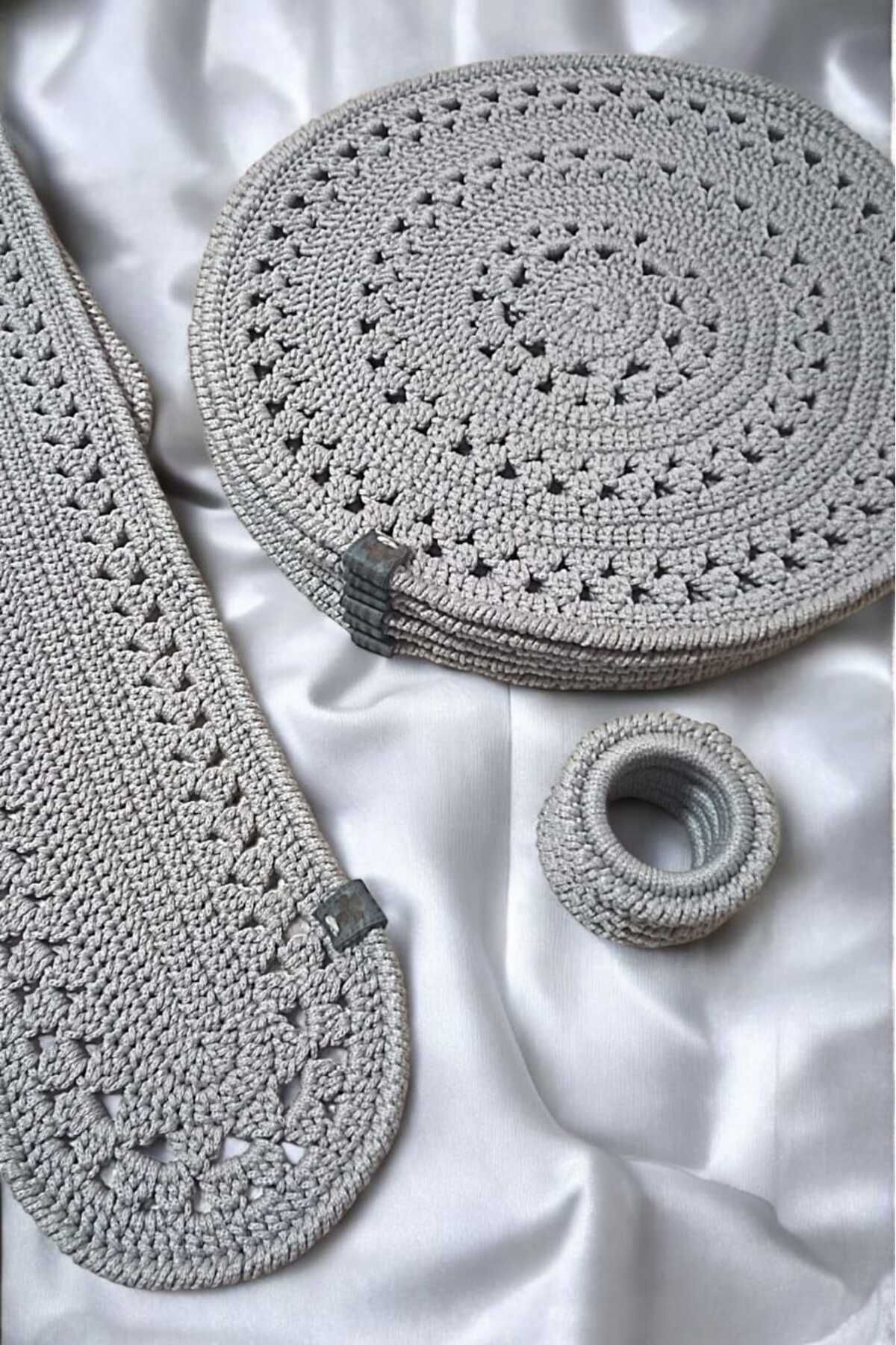 Örgü Sanatı El Örgüsü Polyester Soft Makrome 6 Kişilik Supla Takımı